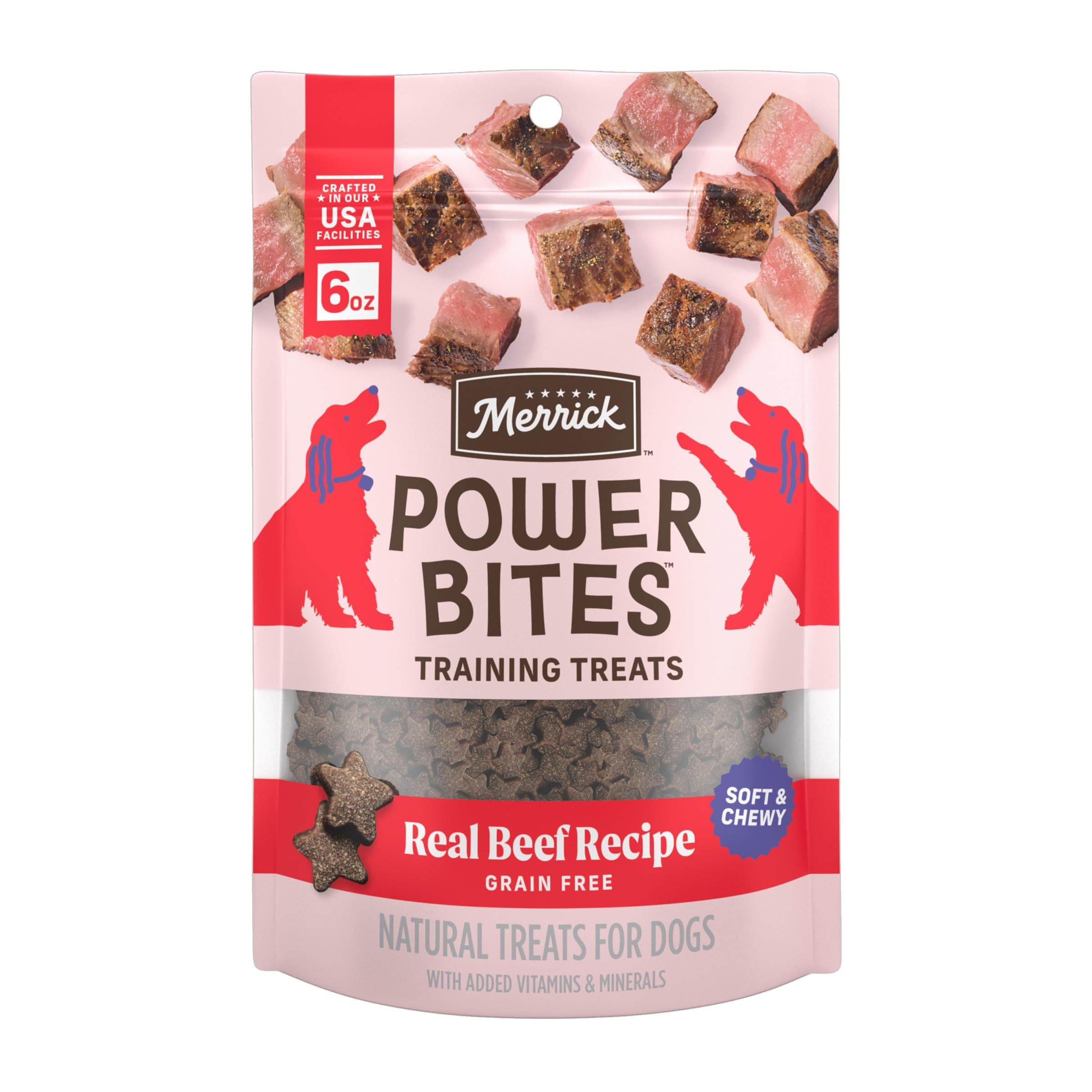Power Bites Natural Soft And Chewy Real Meat Dog Treats, Grain Free Snack With Real Beef Recipe - 6 oz. Bag