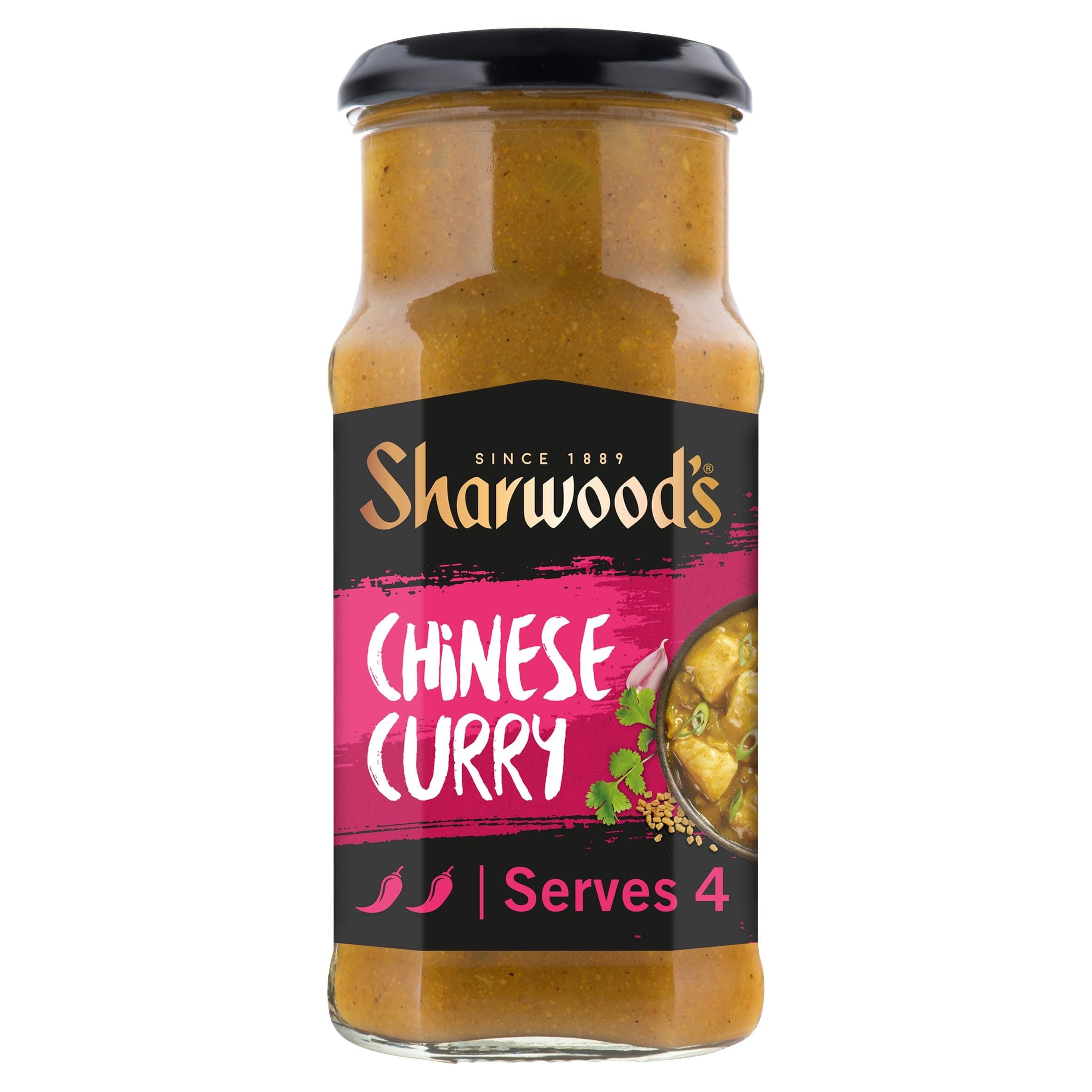 Sharwood's Aromatic Chinese Curry Sauce – Mild Spice Blend With Onion, Garlic & Ginger, Vegetarian Friendly, 425 g Jar (Pack of 1)