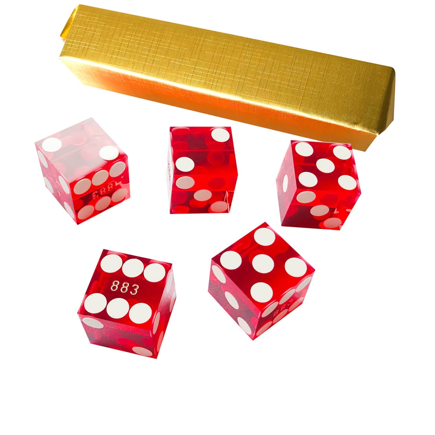 Precision 19mm Serialized Casino Craps Dice with Razor Edges and Corners- Red