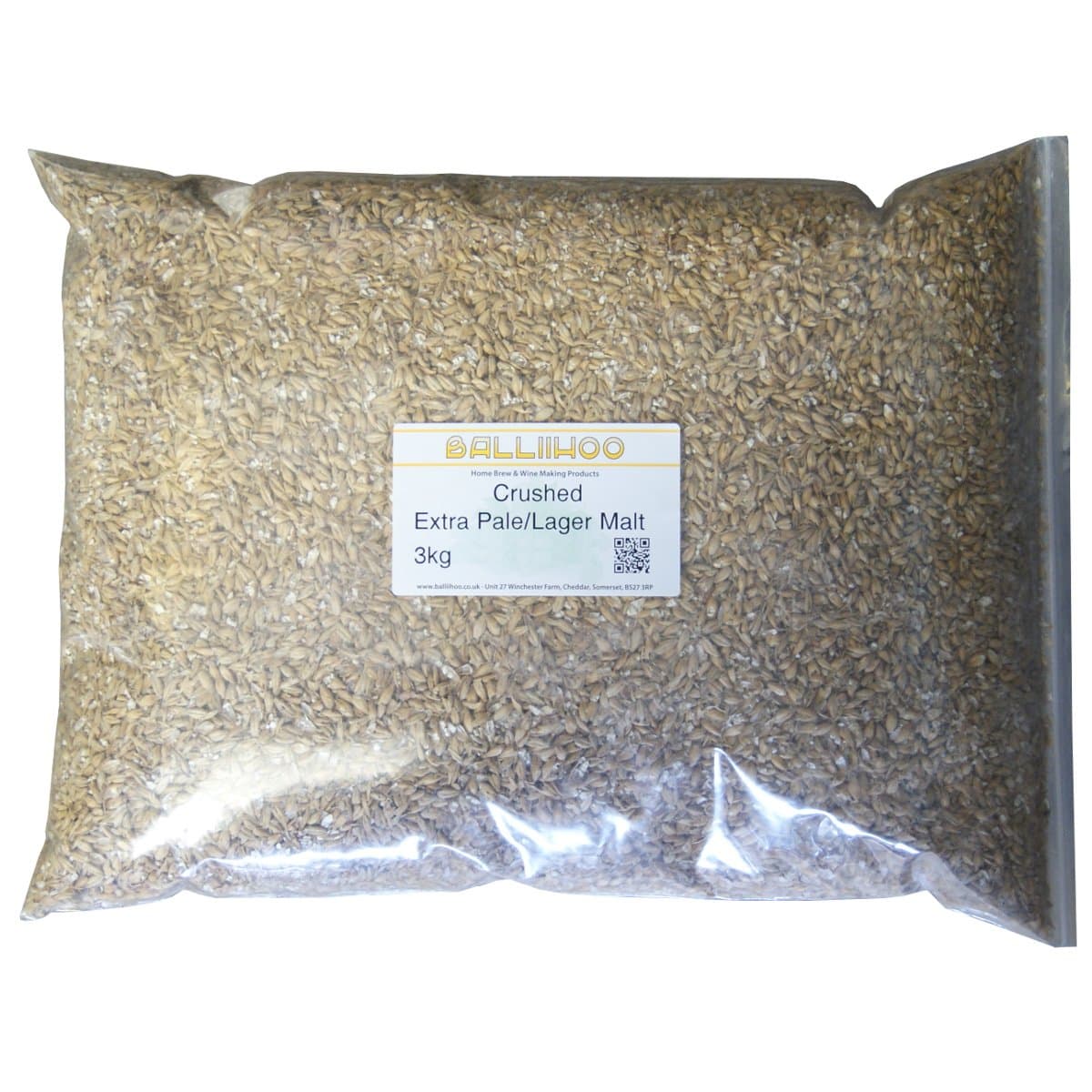 BALLIIHOO 3kg Pack of Crushed Extra Pale/Lager Malt