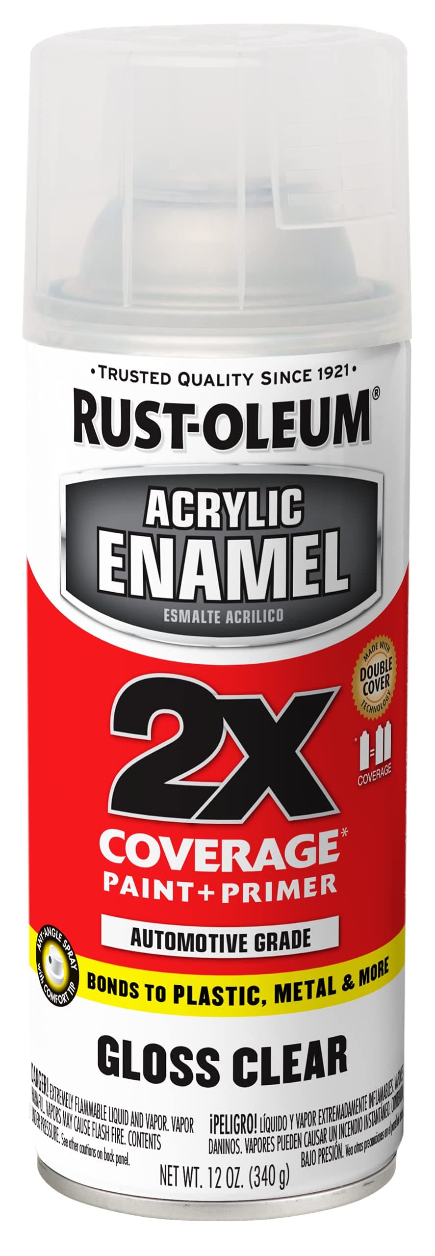 271913 Acrylic Enamel 2X Spray Paint, 12 oz, Gloss Clear