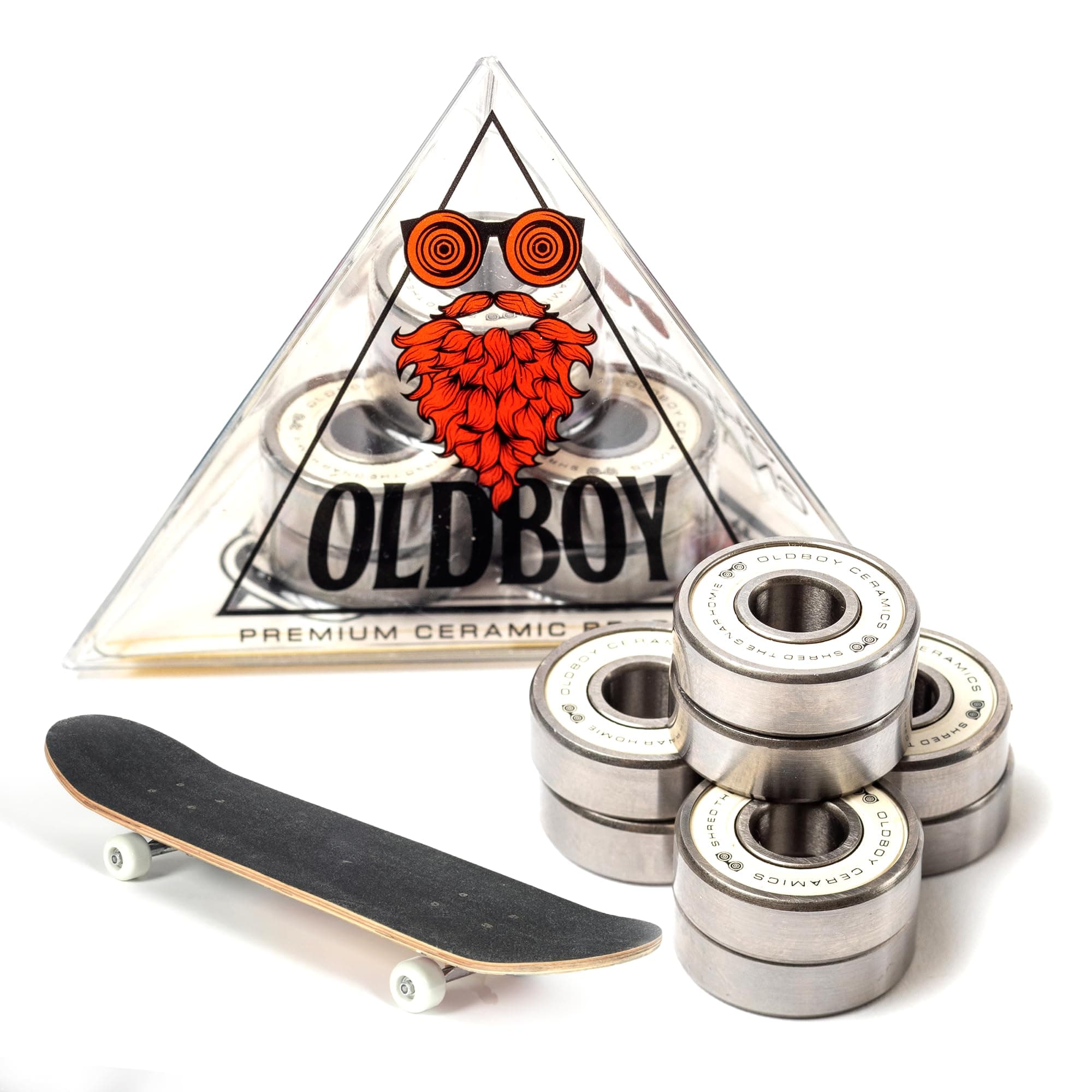 Oldboy Ceramic Skateboard Bearings, Set of 8 Bearings for Skateboards, Longboards, Inline Skates, Rollerblades, Super Lube Ball Bearings, Skateboard Accessories (608RS ZrO2 at 8 x 22 x 7 mm)