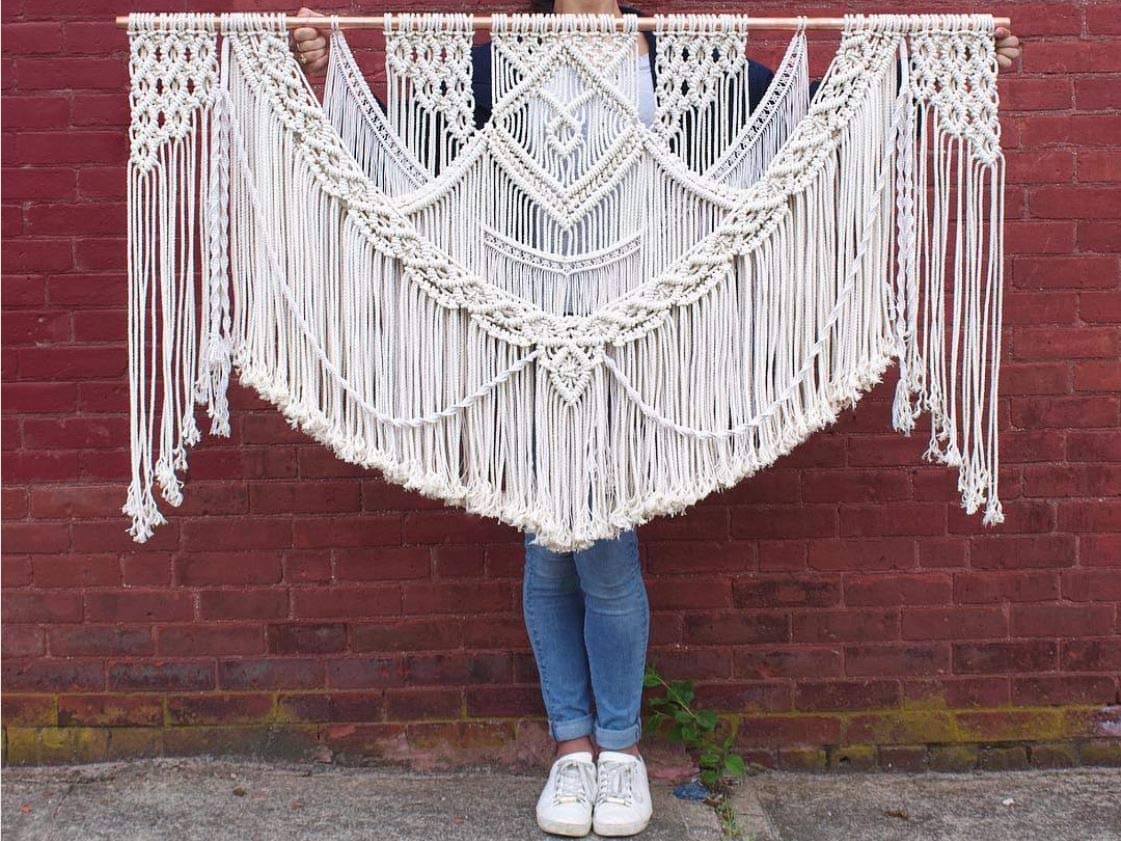 American Knit Special for Christmas Bohemian Macrame Wedding Backrop Decor Boho Chic Macrame Wall Hanging Style Macrame Tapestry Macrame Curtain & Macrame Arch 60" W x 40" L