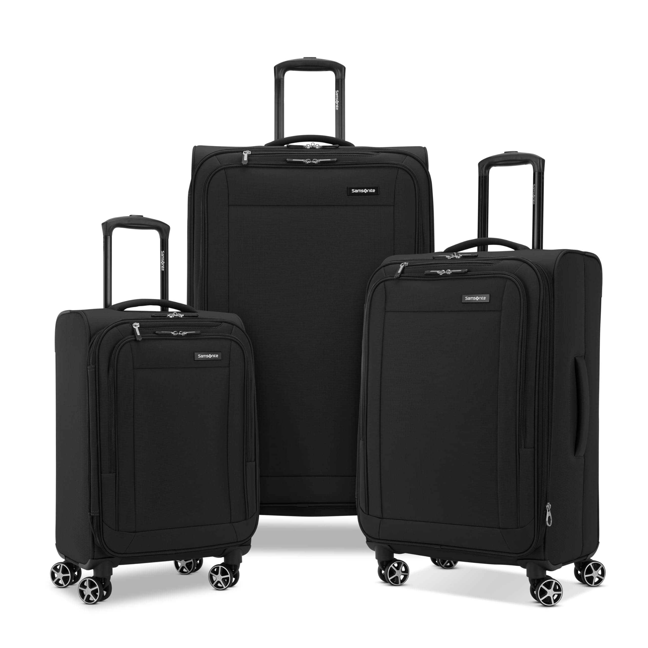 Saire LTE Softside Expandable Luggage with Spinner Wheels, Black, 3-Piece Set (Carry On/Medium/Large)