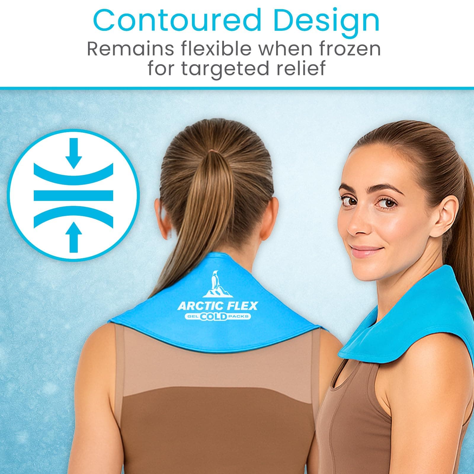 Arctic Flex Neck Ice Pack Cold Compress Shoulder Therapy Wrap Cool Reusable Medical Freezer Gel Pad For Swelling Injuries Headache Cooler Flexible Hot Microwaveable Heat Pack of 1 Multi