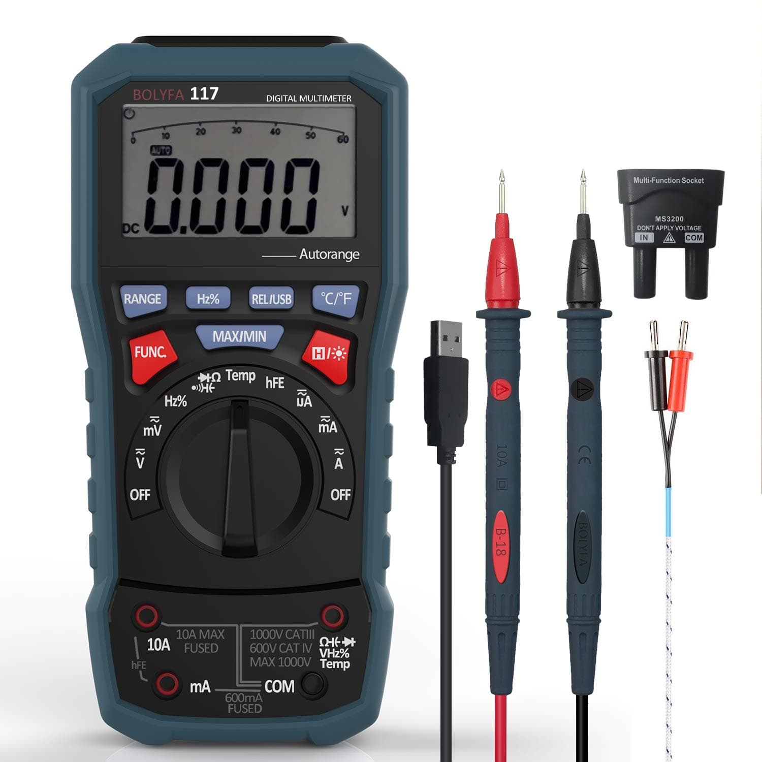 Ditigal Clamp Meter Multimeters BOLYFA BF318 pliers ammeter Resistance Capacitance Tester AC DC Aotu-Ranging amperimetric clamp multimeter ampere (BF117)