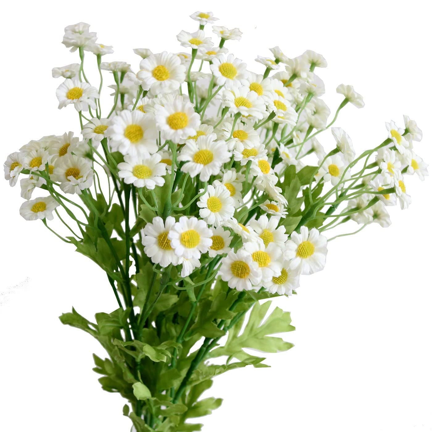 Artificial Daisy Flowers Silk Fake Chamomile Flowers Stem Small Daisy for Wedding Home Table Garden Decor (White)