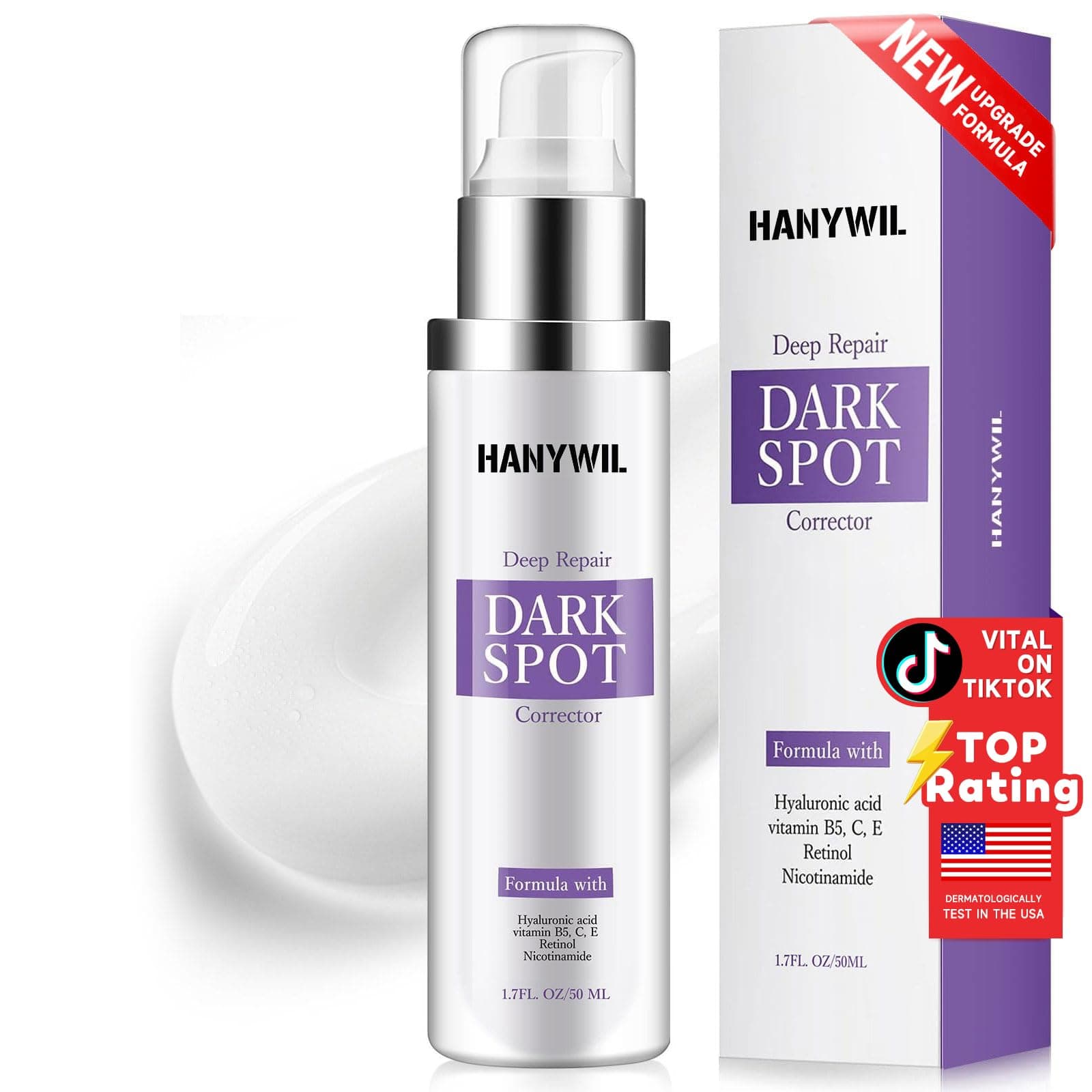 Dark Spot Remover for Face and Body, Dark Spot Corrector Cream, Skin Brown Spot Remover, Skin Care Face Cream, Sun Spot Remover, Age Spot Corrector, Rapid Tone Repair Retinol (1.7 Fl Oz)