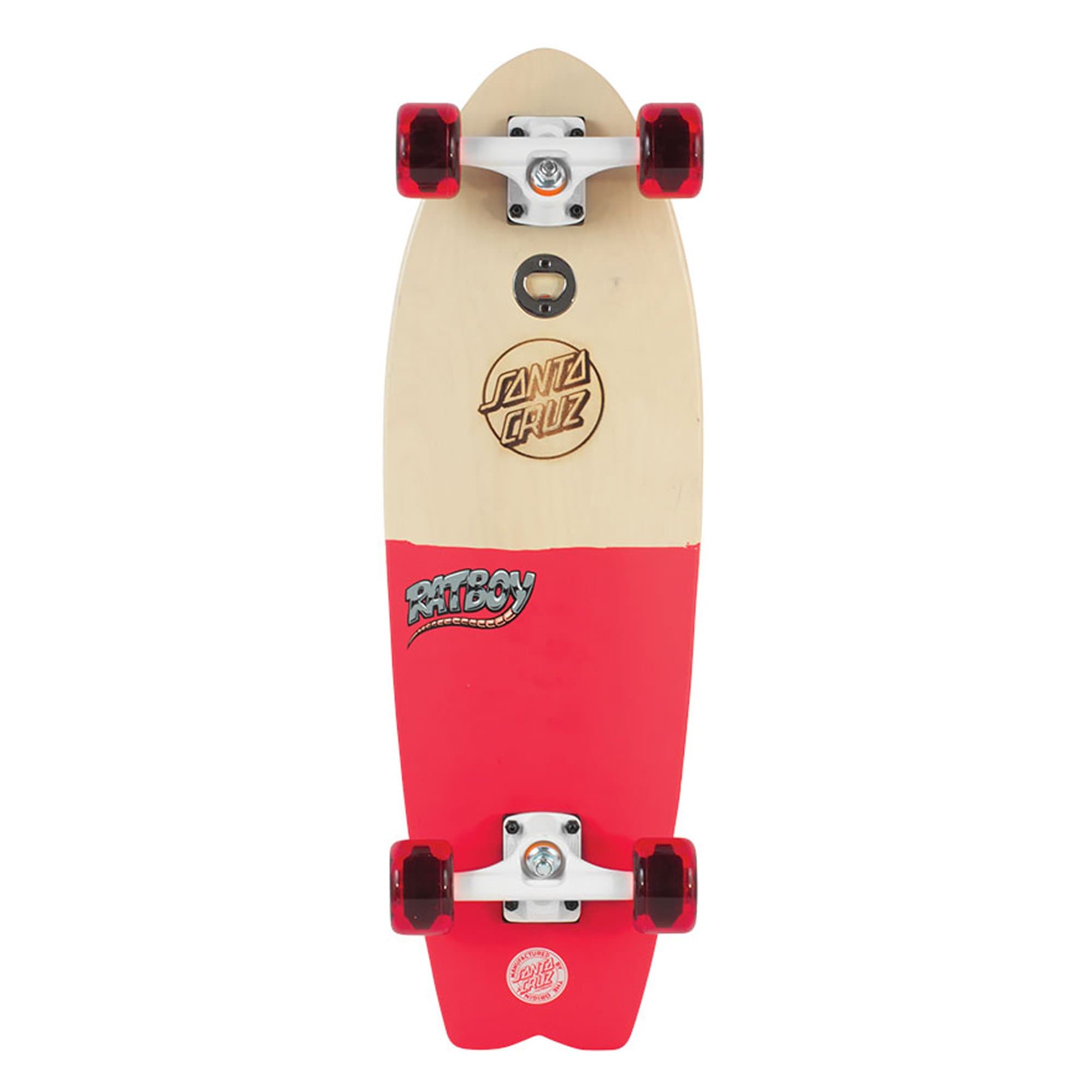 San Clemente Santa Cruz Ratboy Shark SM Complete Skateboard, 8.8x27.7, NAT/Red