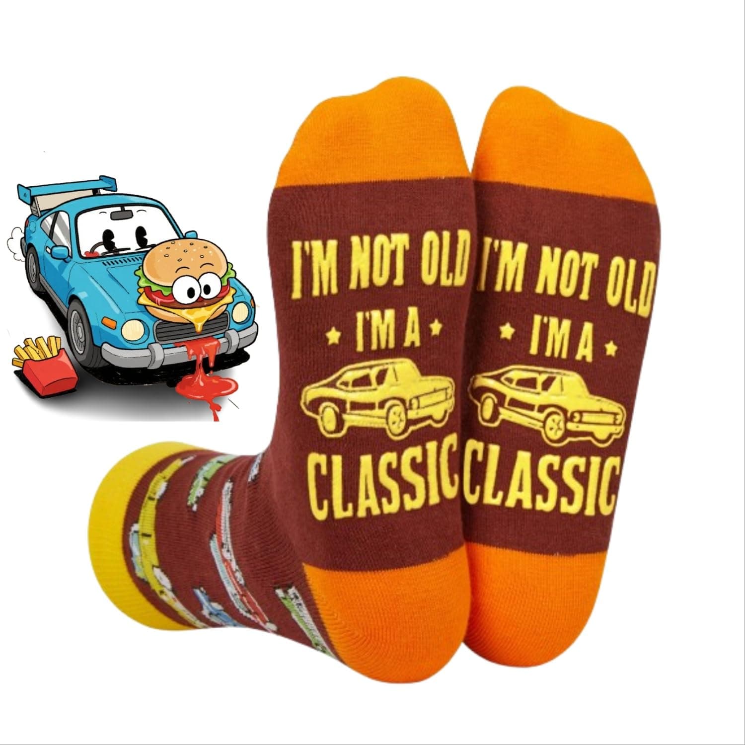 Classic Car Gifts - Car Socks for Adults, Birthday Gifts for Dad Grandpa Senior, Retro Auto Stocking Stuffer