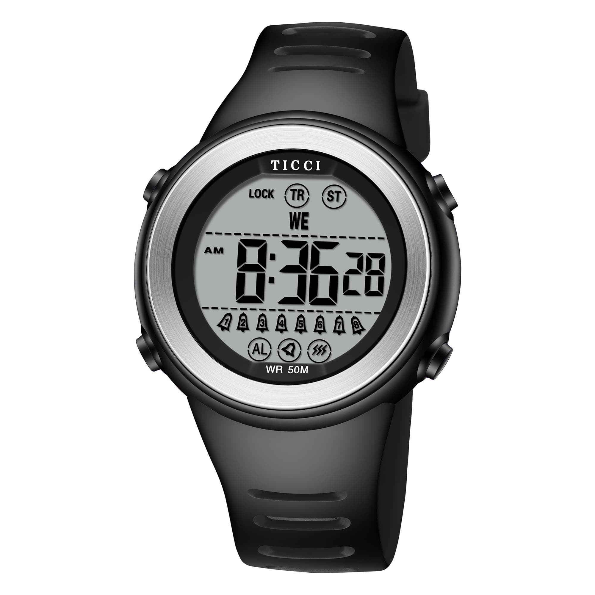 TICCI Men Women Unisex 8 Vibrating Alarms Watch Medication Aids Vibra Pill Alert Reminder Big Digits Waterproof