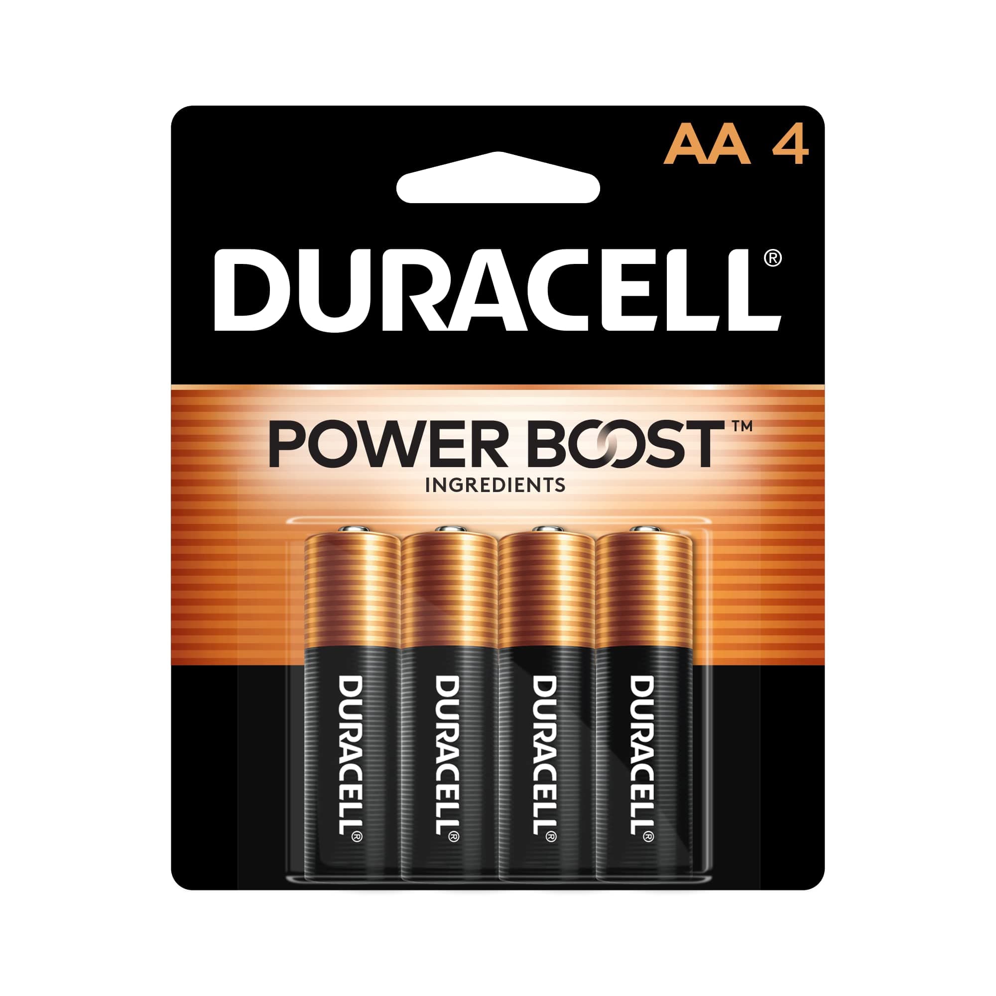 Duracell Coppertop AA Batteries with Power Boost Ingredients, 4 Count Pack Double A Battery with Long-lasting Power, Alkaline AA Battery for Household and Office Devices