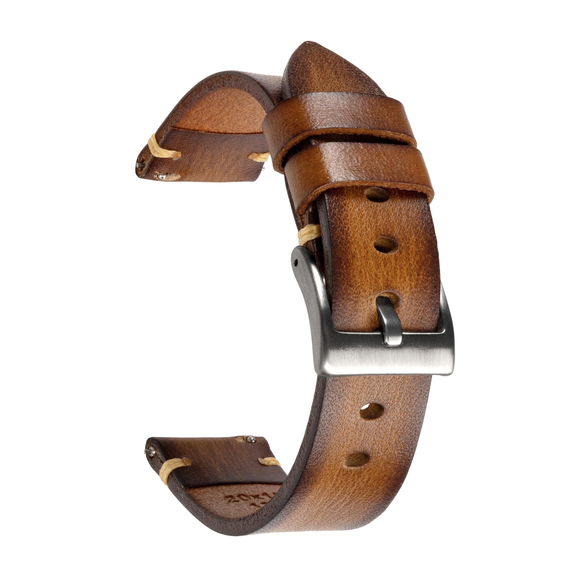 Retro Handmade Watch Band, Quick Release Vintage Leather Watch Strap Replacement,Choice of Width-18mm 20mm 22mm 24mm or 26mm