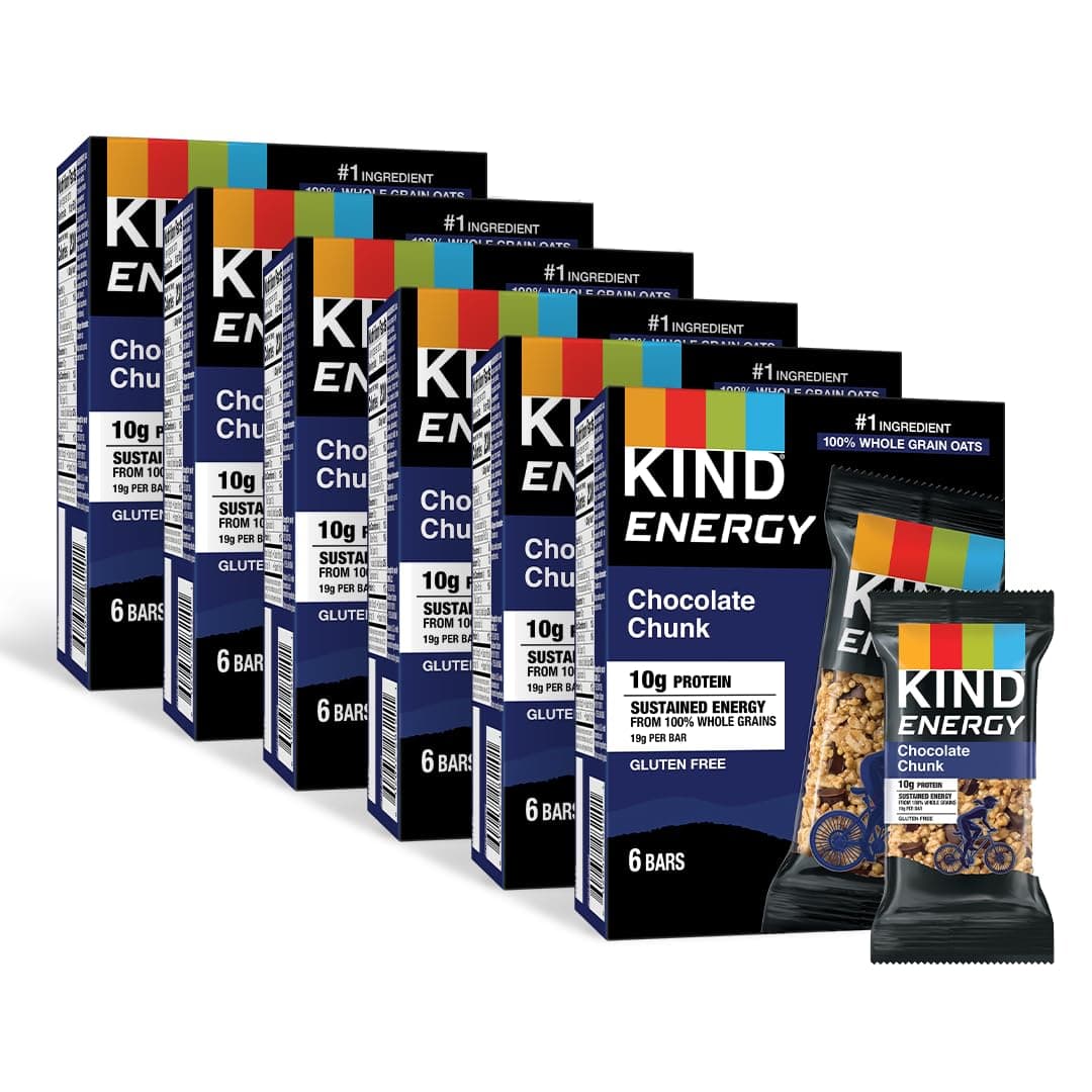 KIND Energy Bars, Chocolate Chunk, Healthy Snacks, Gluten Free, 10g Protein, 36 Count