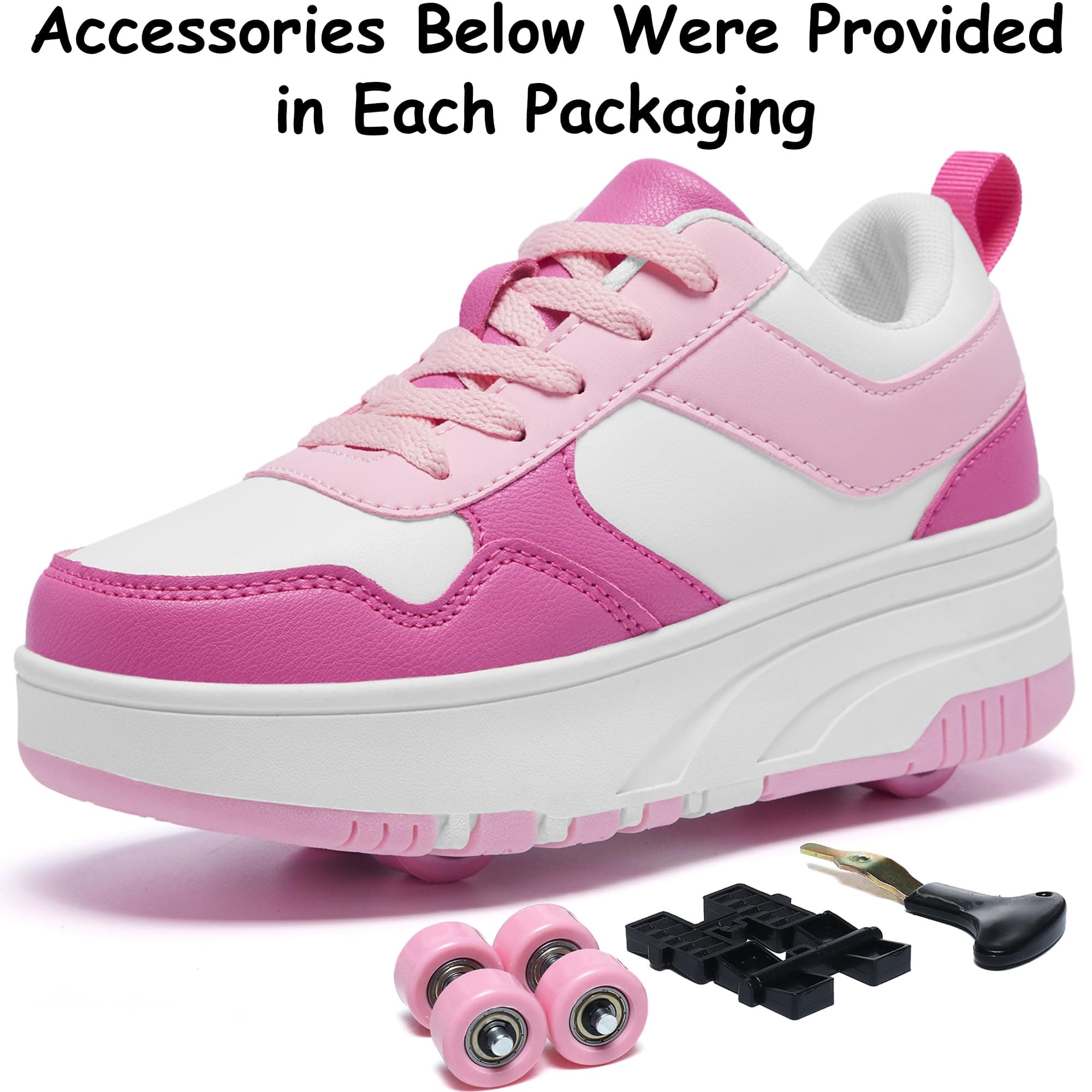 Roller Skate Shoes for Kids Girls Boys Detachable Wheeled Fashion Sneakers