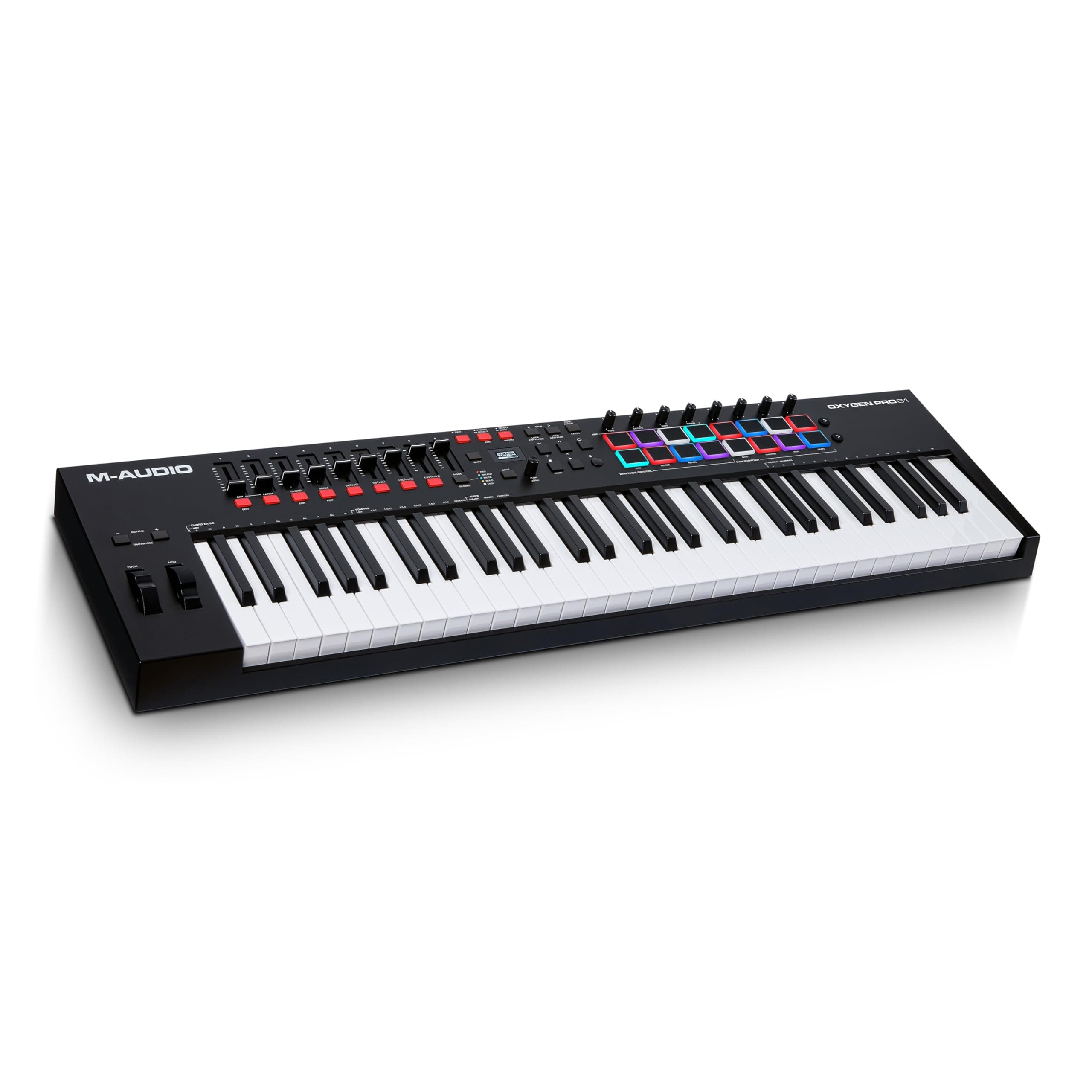 M-Audio Oxygen Pro 61 – 61 Key USB MIDI Keyboard Controller With Beat Pads MIDI assignable Knobs Buttons & Faders and Software Suite Included Black 61 Keys