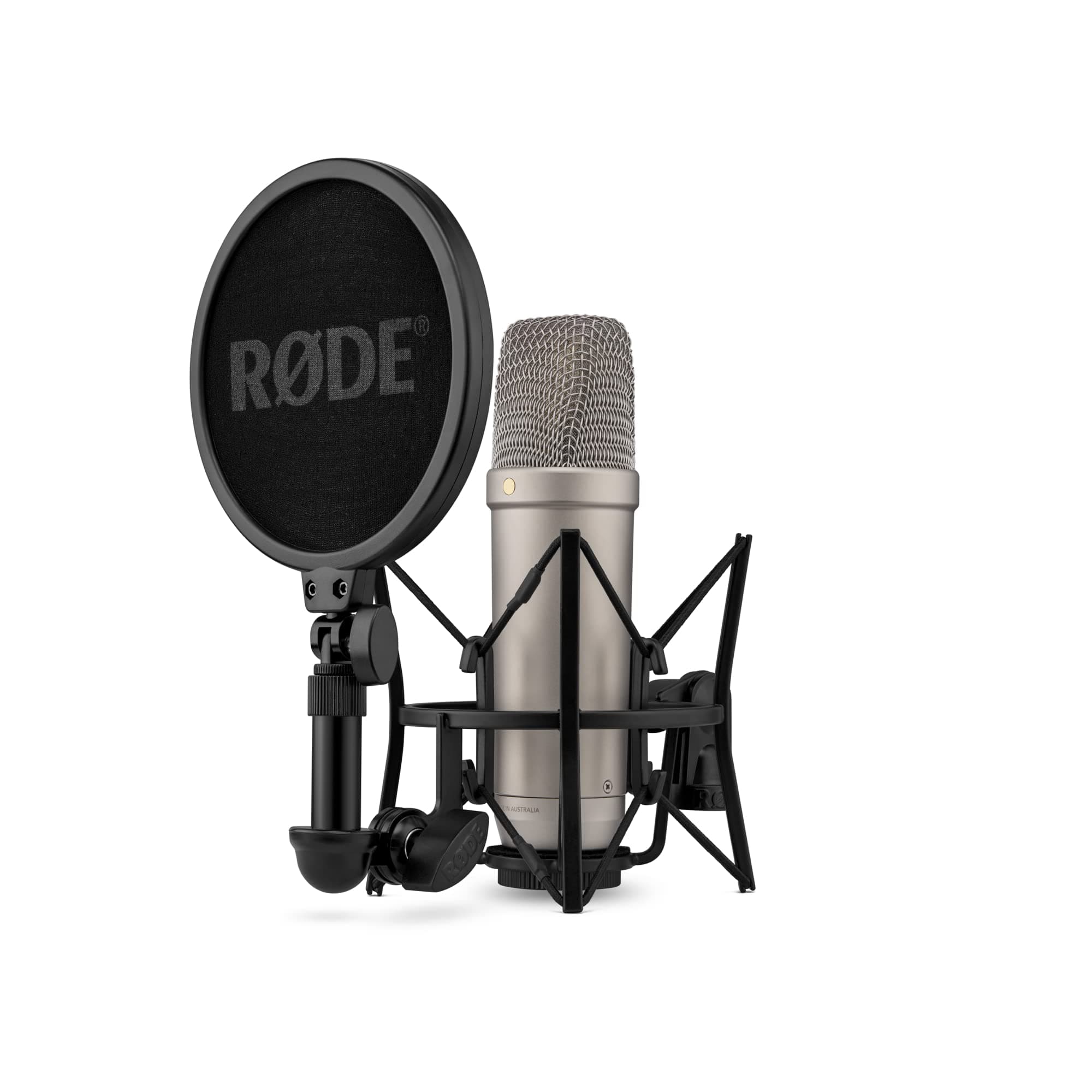 Rode Nt1 5Th Generation Large-Diaphragm Studio Condenser Microphone with XLR and USB Outputs, Shock Mount and Pop Filter for Music Production, Vocal Recording and Podcasting (Silver)