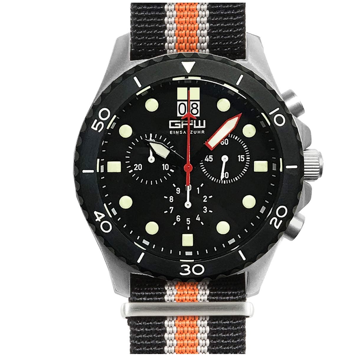 German Military Titanium GPW Mission Chronograph. Big Date. 100M W/R. Sapphire Crystal. Nylon Strap.