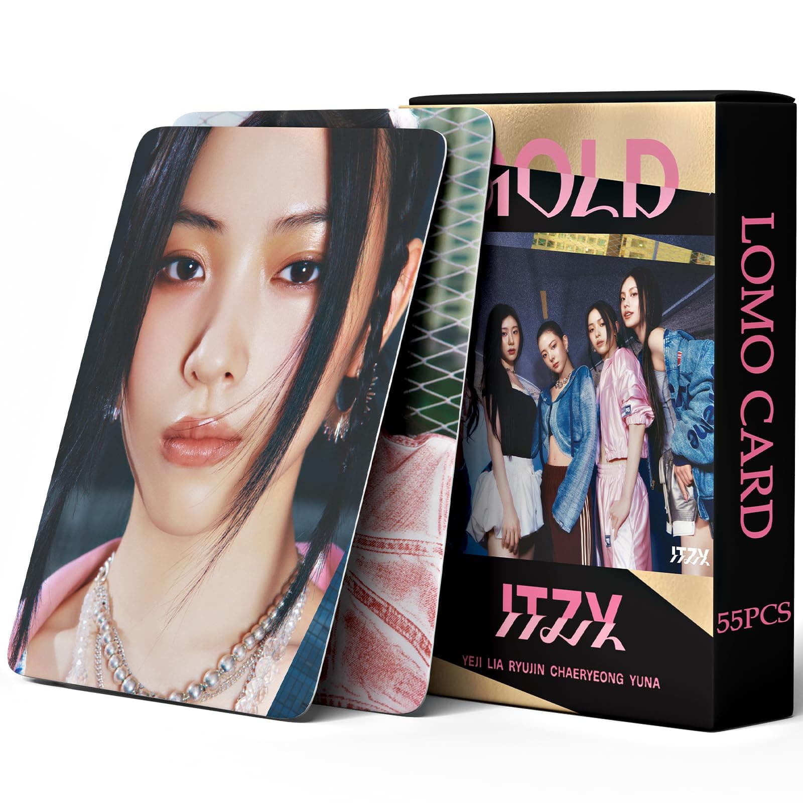 PYAJUU ITZY Photocards K-POP ITZY Gold Album Photocards 55PCS ITZY 2024 Lomo Cards ITZY Postcard Greeting Cards Merchandise of ITZY Postcard for Fans Daughter ITZY Album Cards