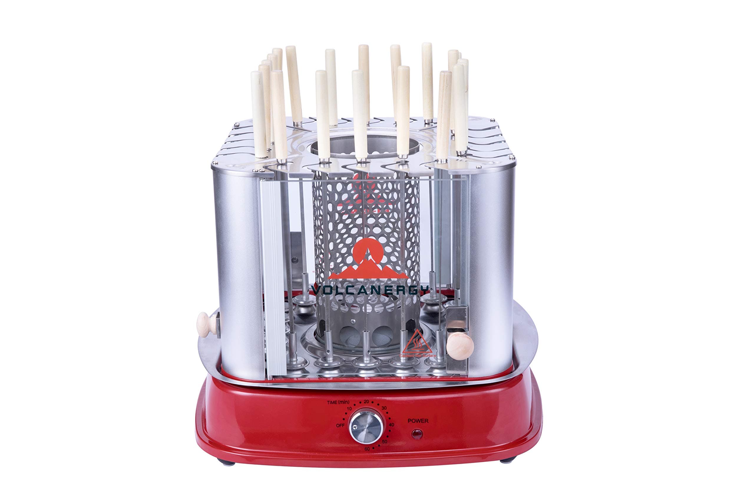 Vertical Rotisserie Oven, Portable Charcoal BBQ Grill Smokeless Automatic Rotating Broiler Shawarma Gyro Doner Kebab Machine Countertop Kabob Grill Includes 20 Sticks