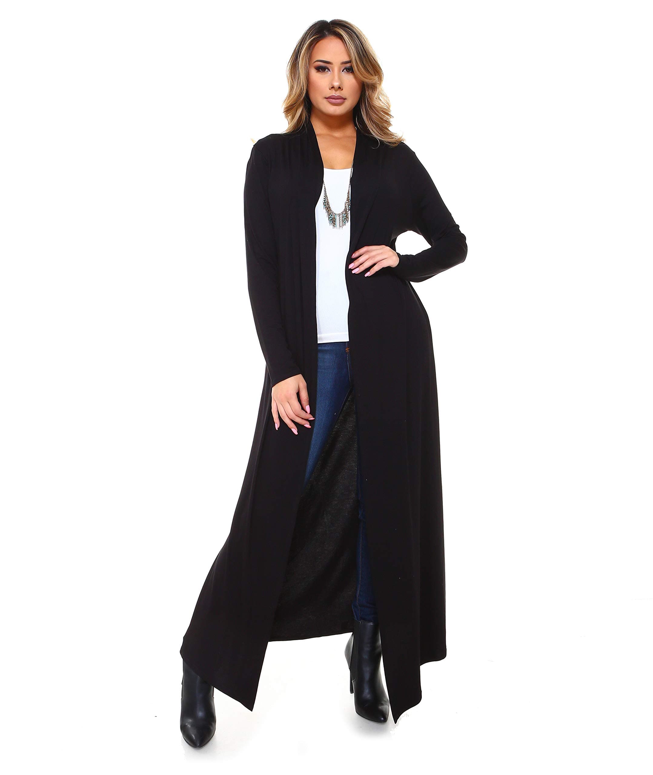 Isaac Liev Maxi Cardigan Duster Sweater – Women's Extra Long Open Front Full Length Lightweight Cardigans Dusters Sweaters