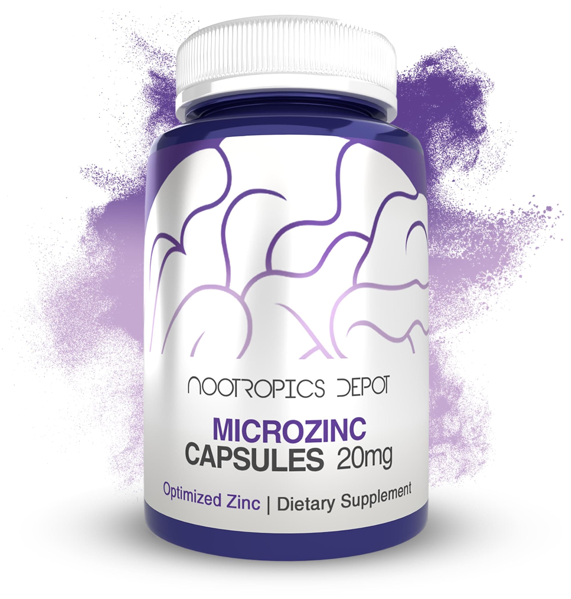 Nootropics Depot MicroZinc Capsules | 20mg | Optimized Zinc Supplement | 90 Count