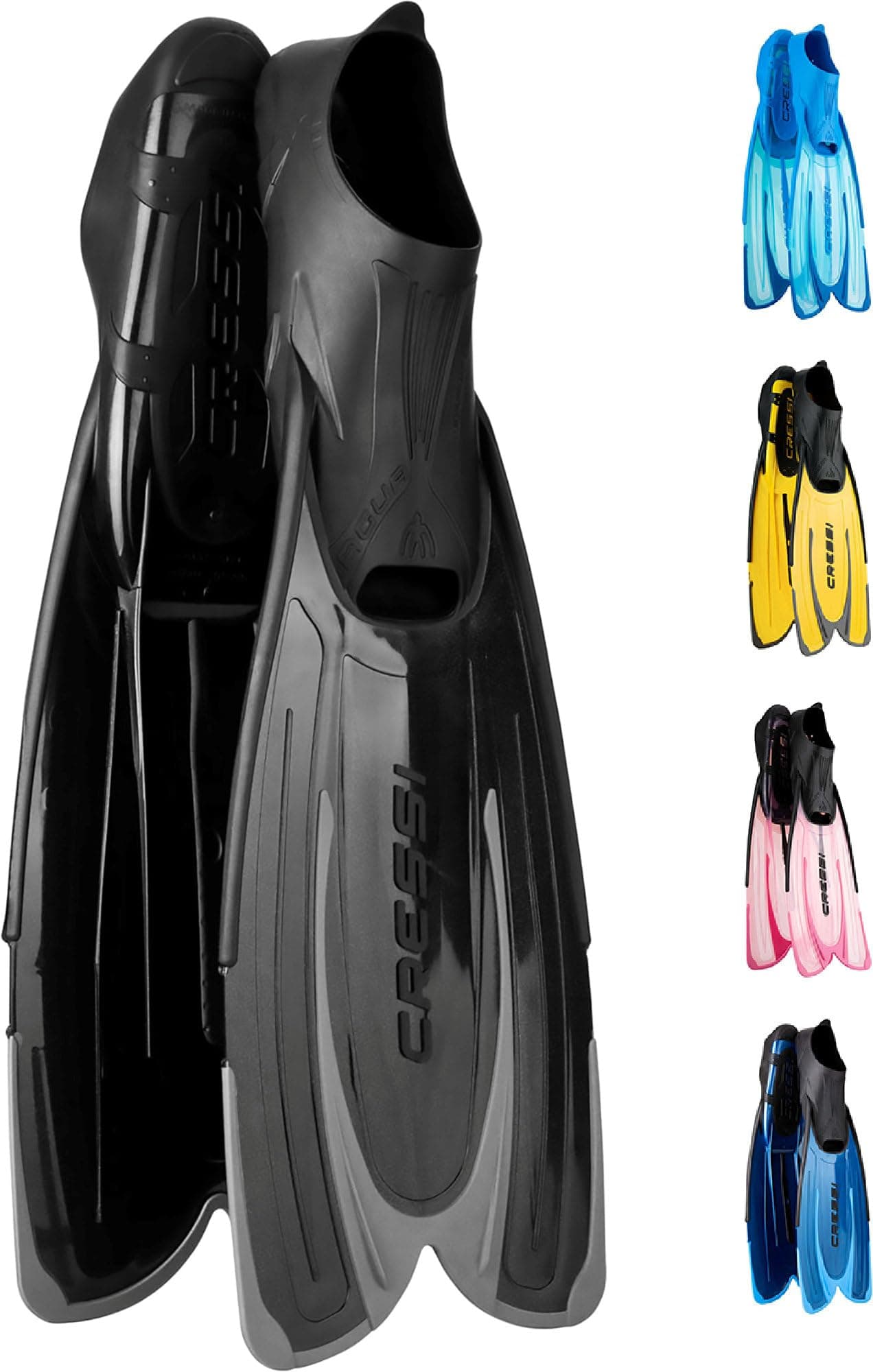 Cressi Agua Adjustable Fins - Lightweight Swim Flippers - Long Fins and Greater Propulsion - Comfort Fit and Snorkel Ready