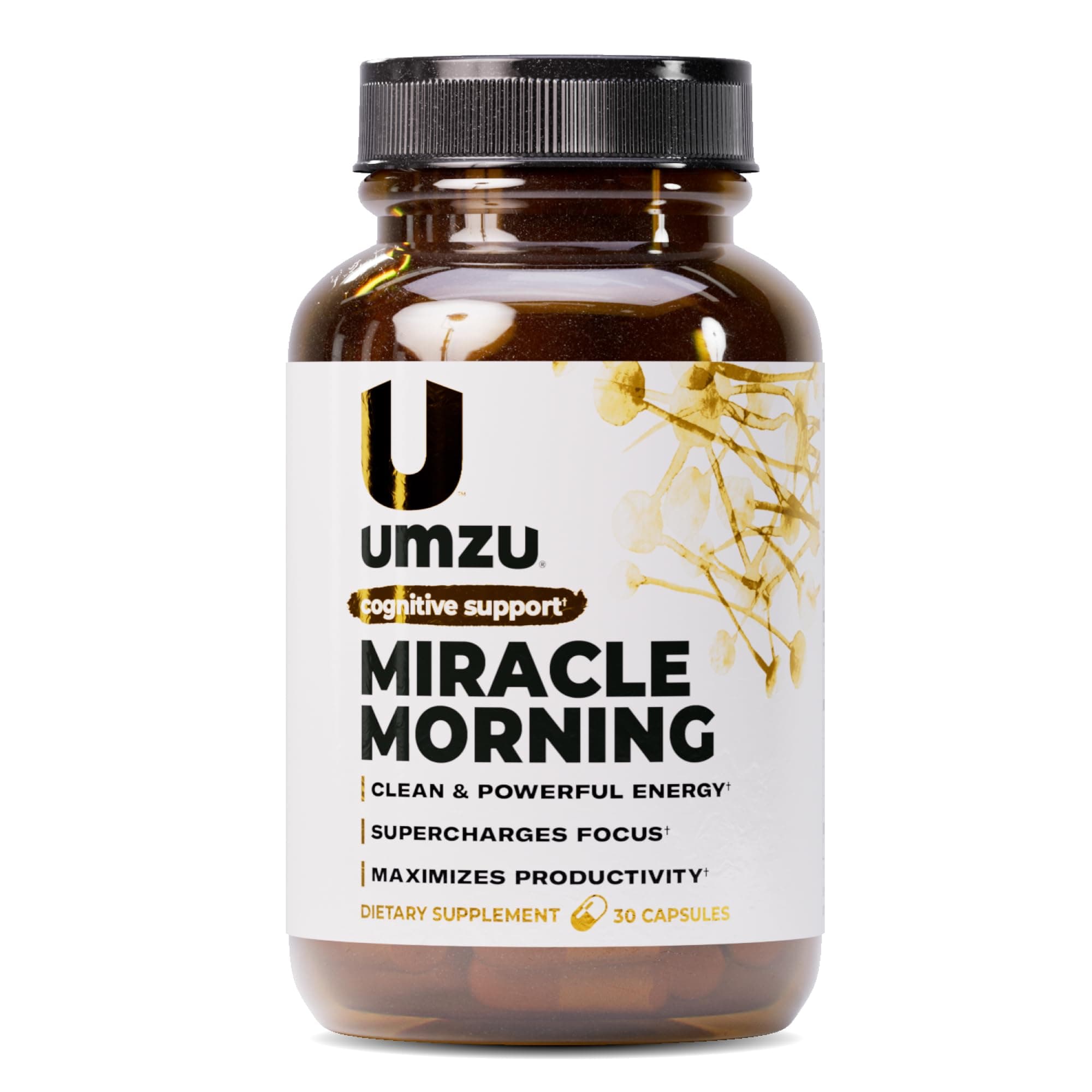 UMZU Miracle Morning Energy Support Supplement, (30 Day Supply) – Caffeine, Theacrine & Organic Ingredients – Morning Energy, Focus & Mood Support Energy Supplement Focus Supplement Caffeine Pills