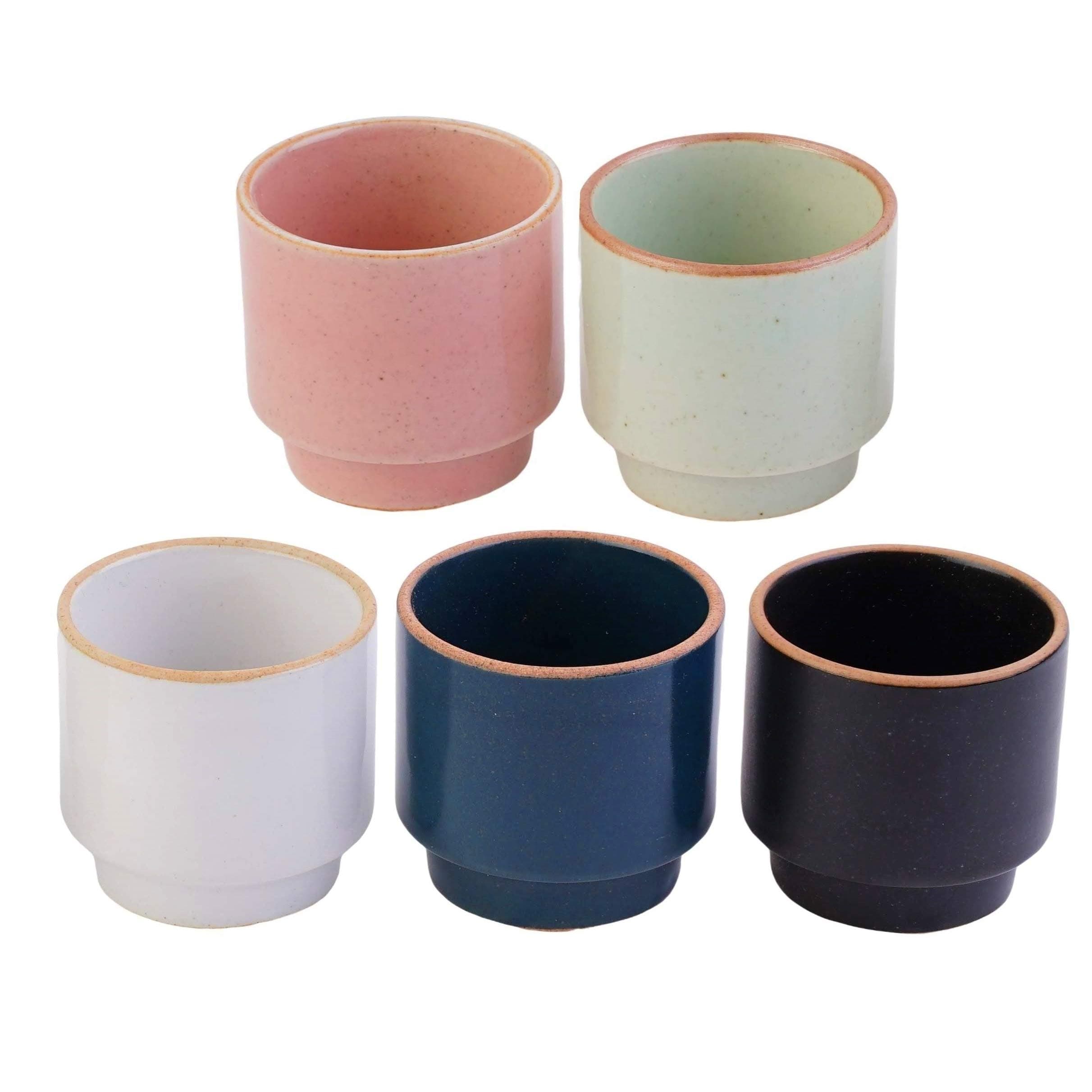 Shot Glass Set for Sake n Soju, 5 Piece Handcrafted Ceramic Pottery Porcelain Sake Cups ,Traditional Korean Hand Painted Cordial Glasses. Ideal for Coffee Espresso, Tea, Parties, Housewarming