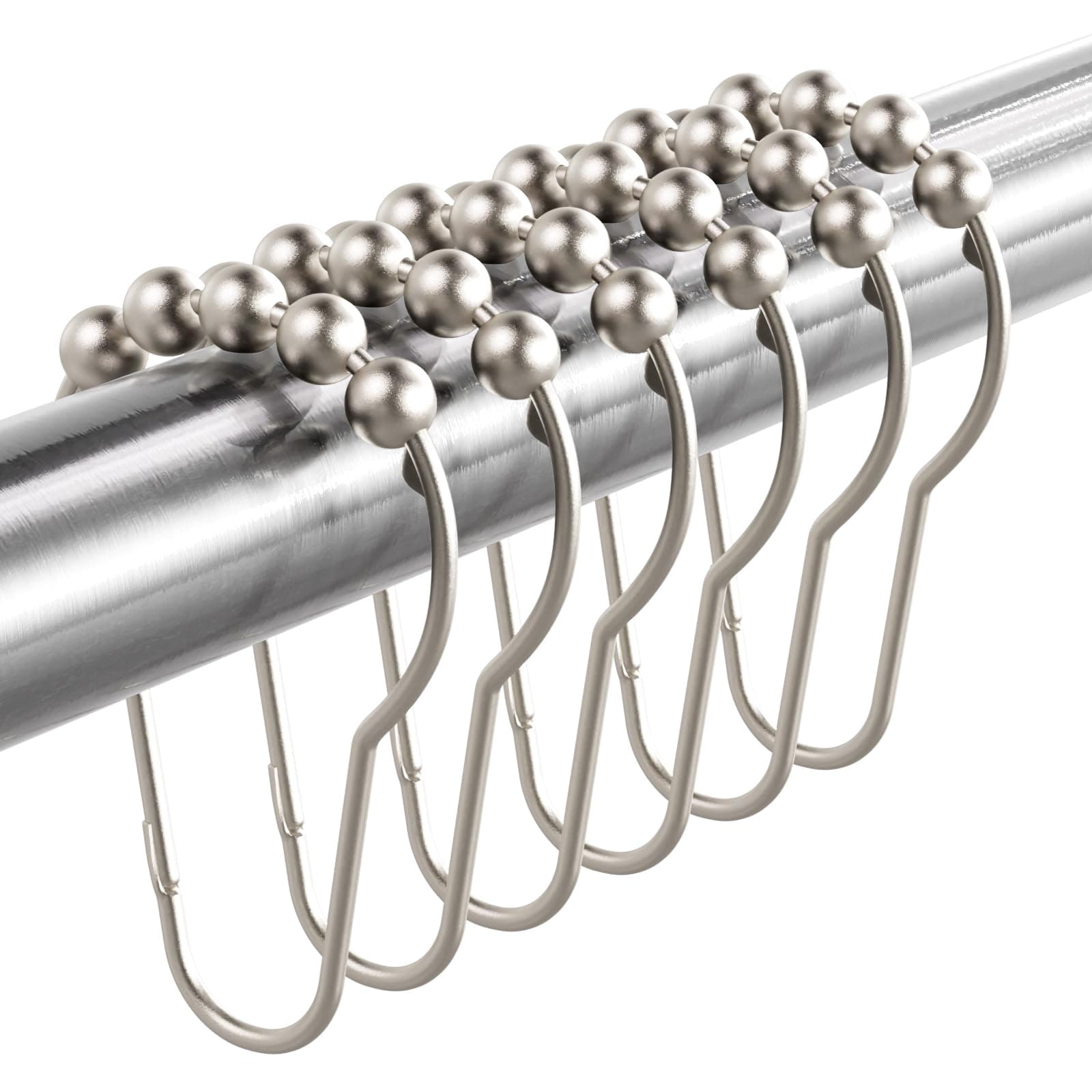 Shower Curtain Hooks Rings, Rust-Resistant Metal Shower Curtain Hooks for Bathroom Shower Rods Shower Hooks Shower Rings for Curtain - Set of 12, Matte Nickel