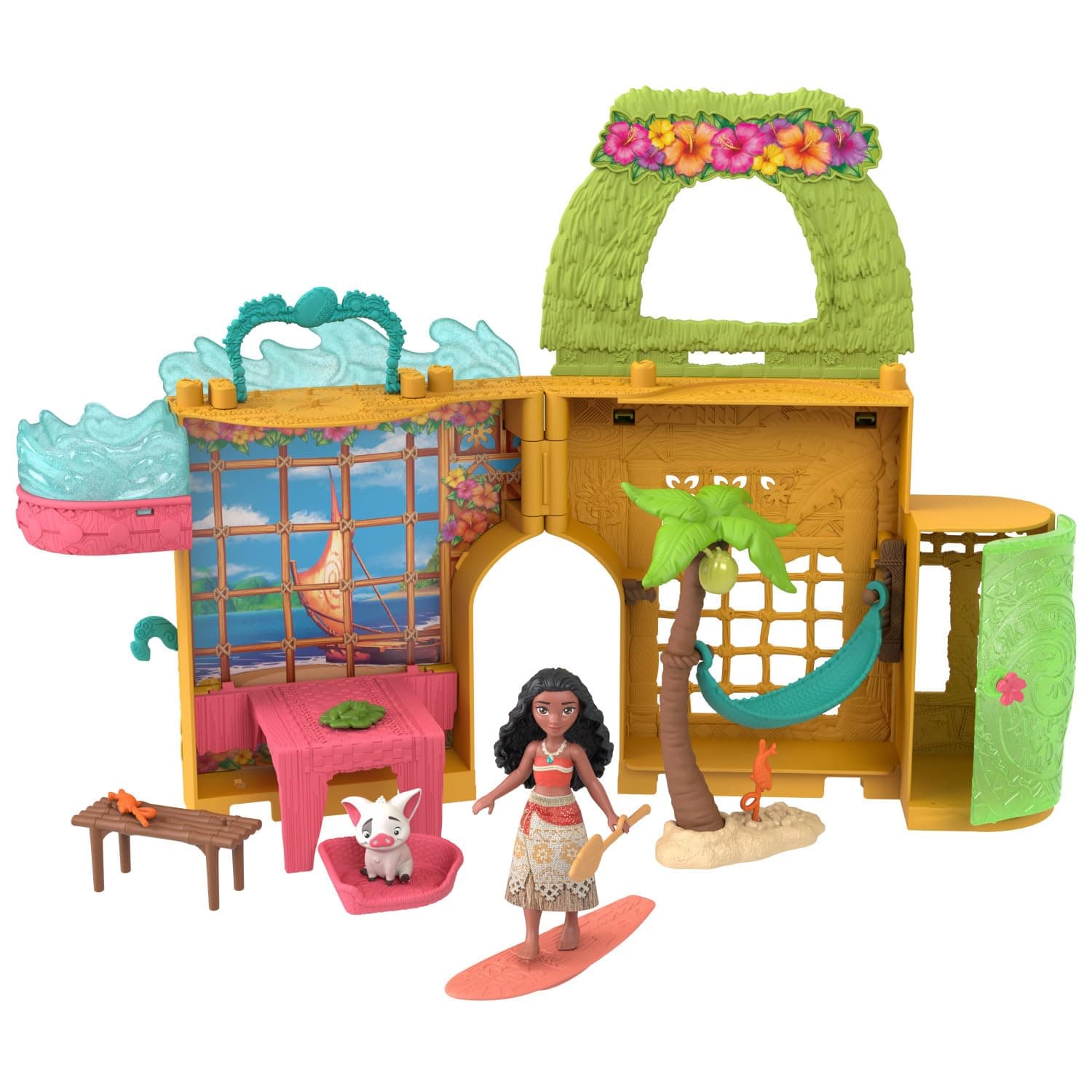 Mattel Disney Princess Toys, Moana Storytime Stackers Doll House with Moana Small Doll, 1 Animal Friend & 9 Accessories, Inspired by Disney Movie, JDP58