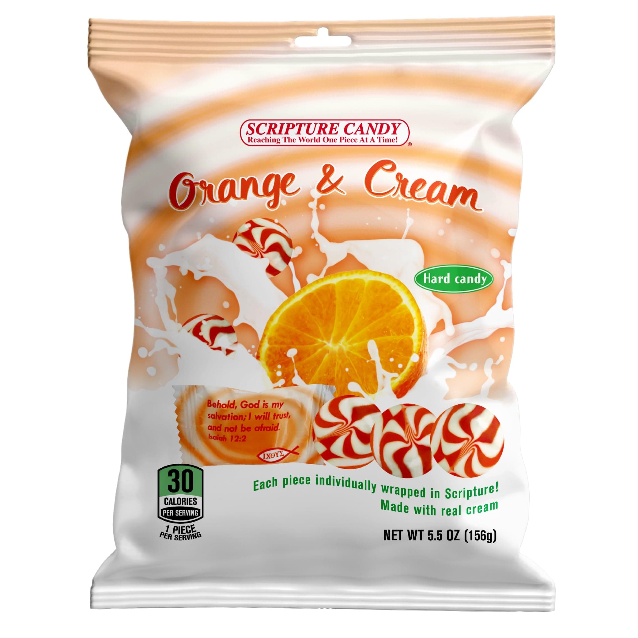 Orange and Cream Hard Candy 5.5 Ounce Bag, 25 Pieces