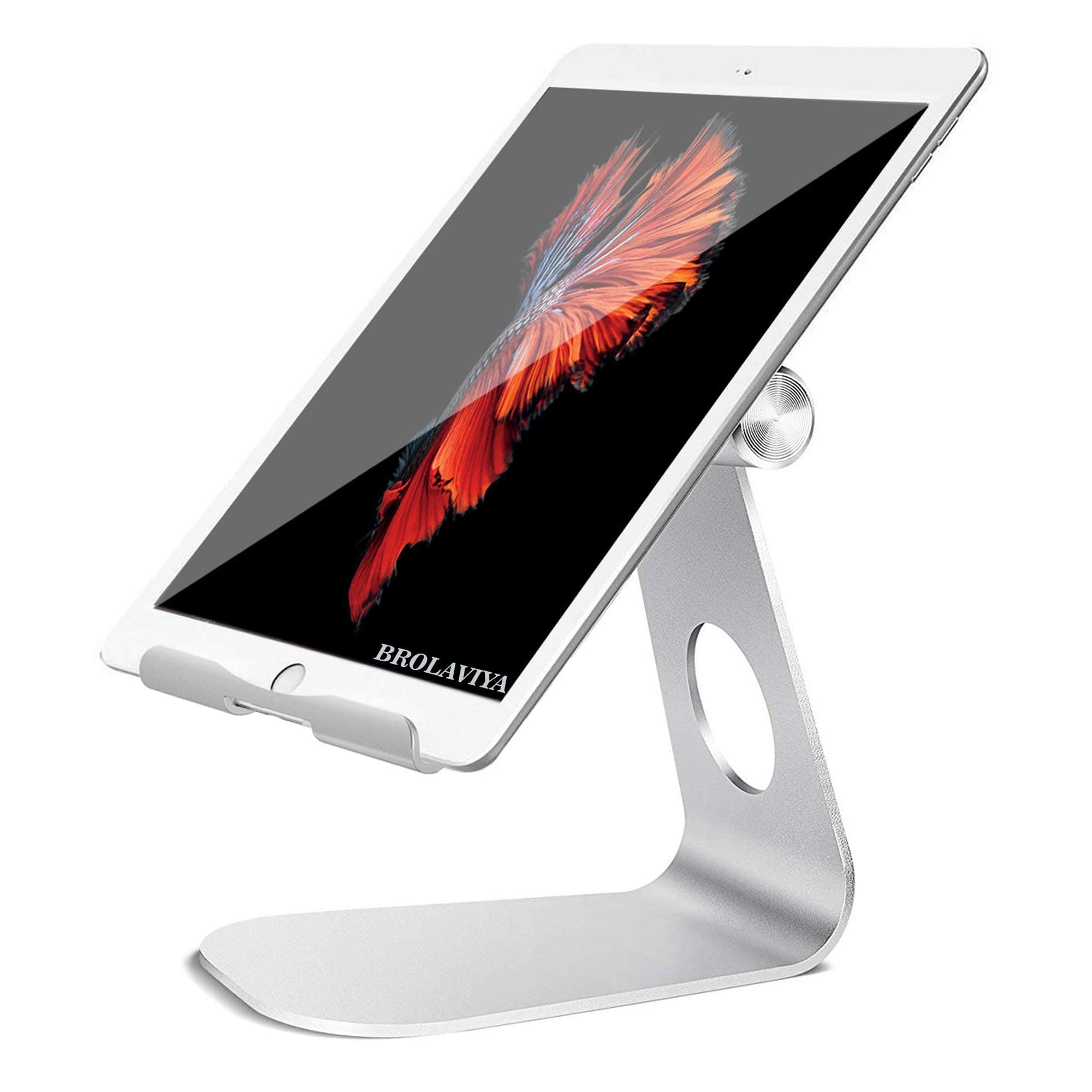 BROLAVIYA Universal Adjustable Aluminium material Mobile/Tablet Stand, compatible for ipad pro, ipad air, samsung phones,Tab, E-reader, other Tablets (4-13 inch)