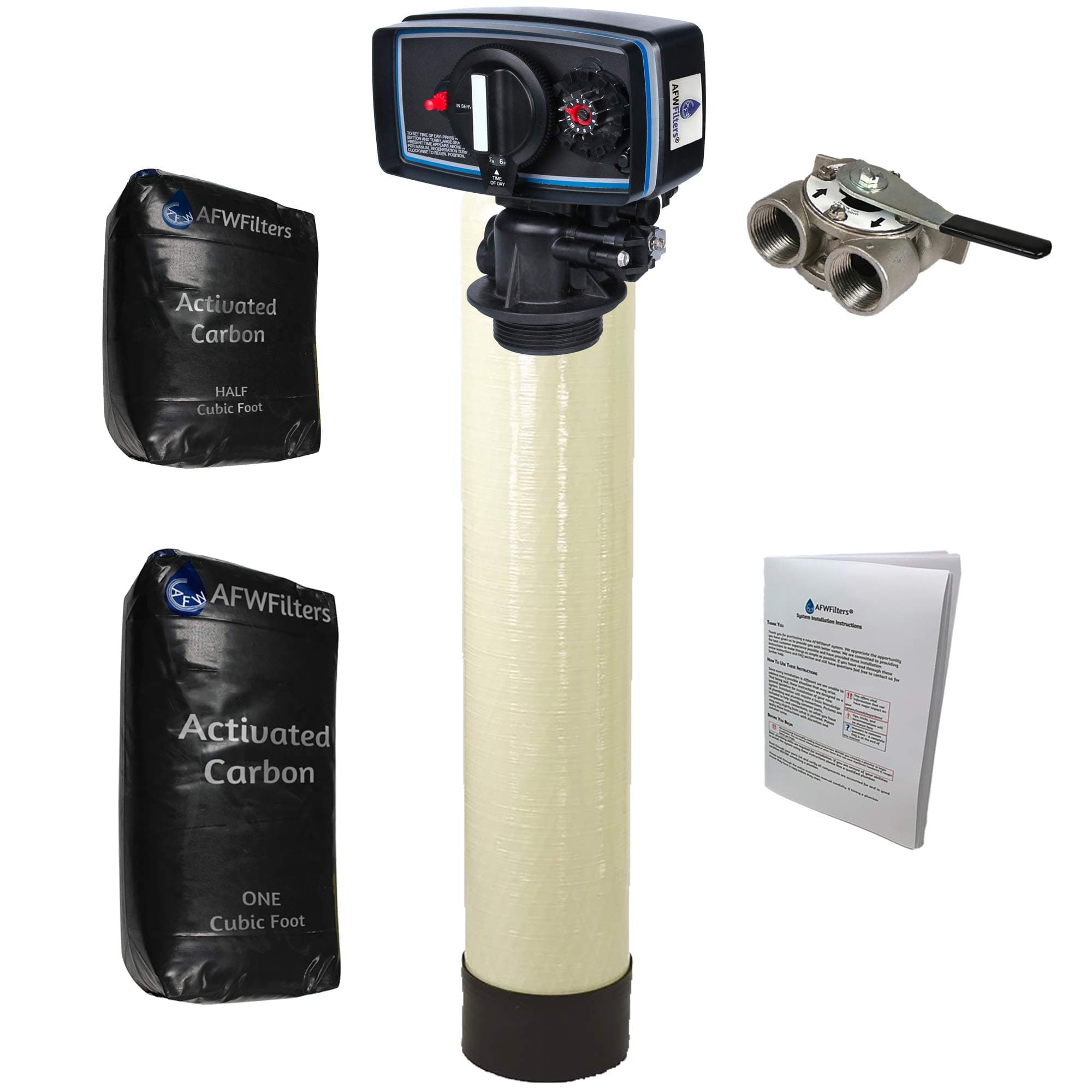 CB1.5-56 Carbon Tank System Whole House 1.5 cu. ft. Fleck 5600 Filter Valve black