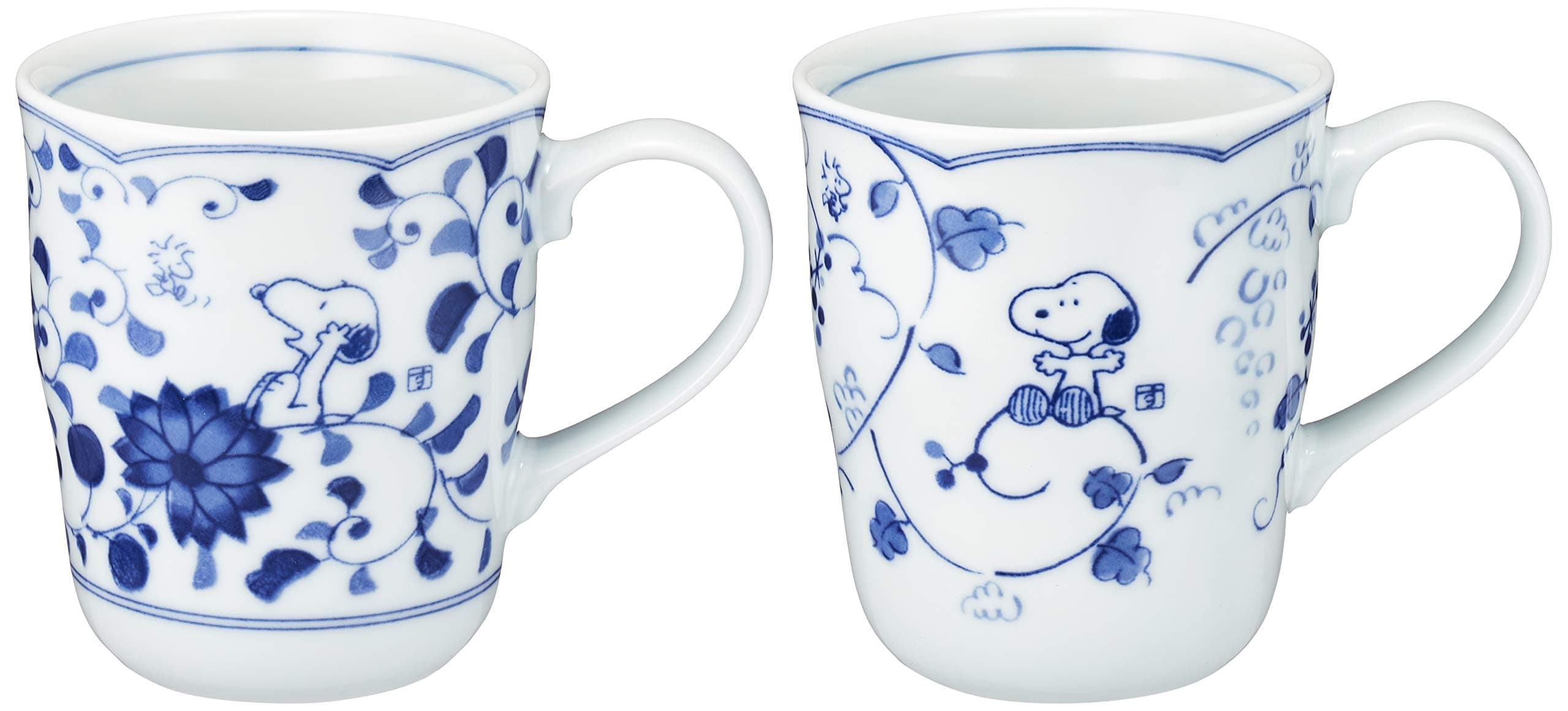 金正陶器(Kaneshotouki) Snoopy Peanuts Blue and White Kanesho Pottery Pair Mug 630740(Japan import)