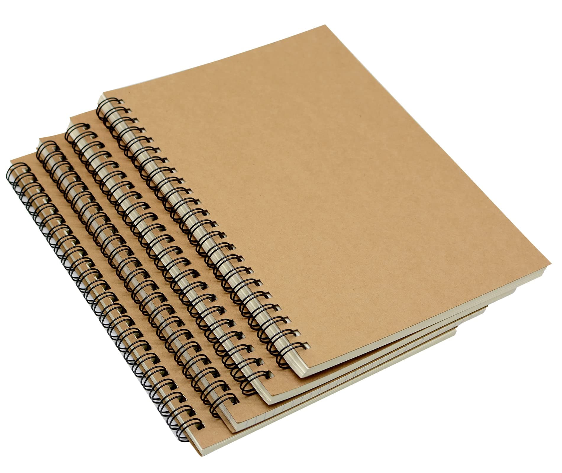 Yansanido Spiral Notebook, 4 Pcs A5 Brown Craft Softcover 8mm Ruled 60 Sheets -120 Pages Journals for Study and Notes (4PCS Brown Lined)