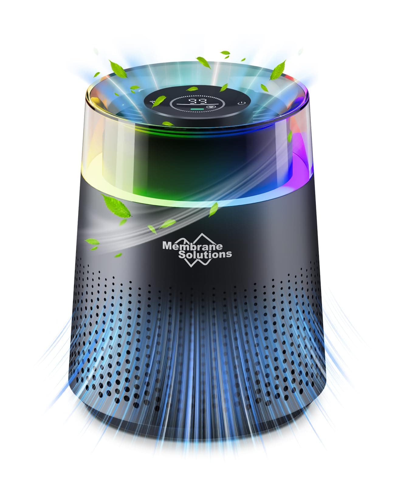 – Membrane Solutions MSB5 Air Purifier for Bedroom, H13 True HEPA Air Purifier for Home, Office, Desktop, 20dB Quiet Air Cleaner Sleep Mode, Colorful Night Light, for Pet, Smoke, Dust, Mold, Black