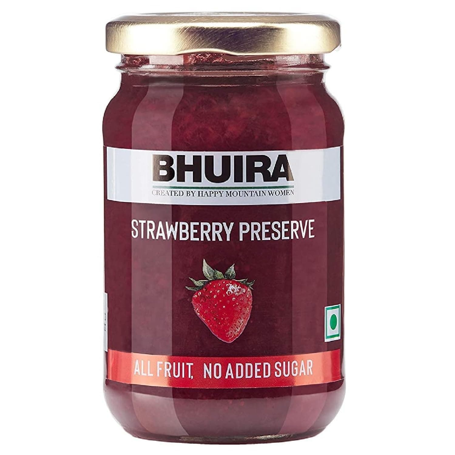 Bhuira Strawberry Preserve - 240g | All Natural No Added Sugar, Preservatives, Artificial Colors | Handmade Himachal Vegetarian Fruit Spread | Breakfast Toast Dessert | Healthy Snack | Guilt-Free