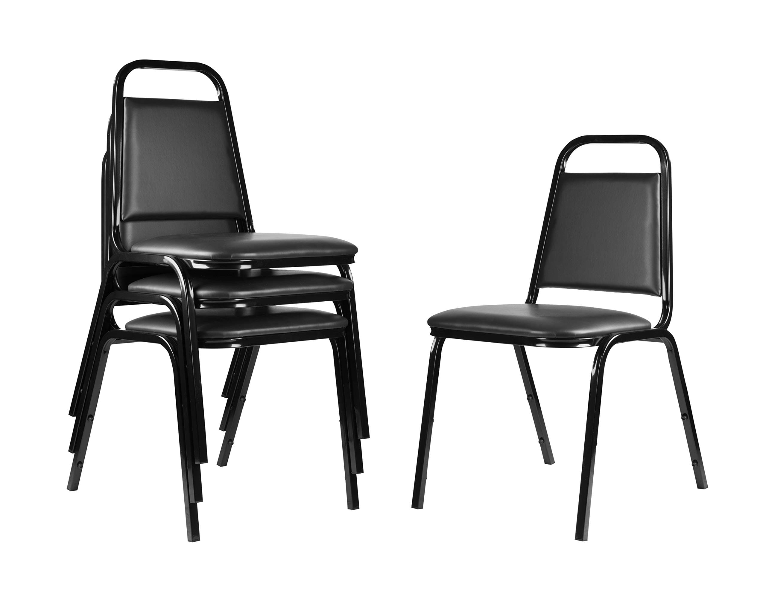 OEF9100 Series Banquet Chairs Premium Commercial Seating (4 Pack, Vinyl, Panther Black, Black Frame)