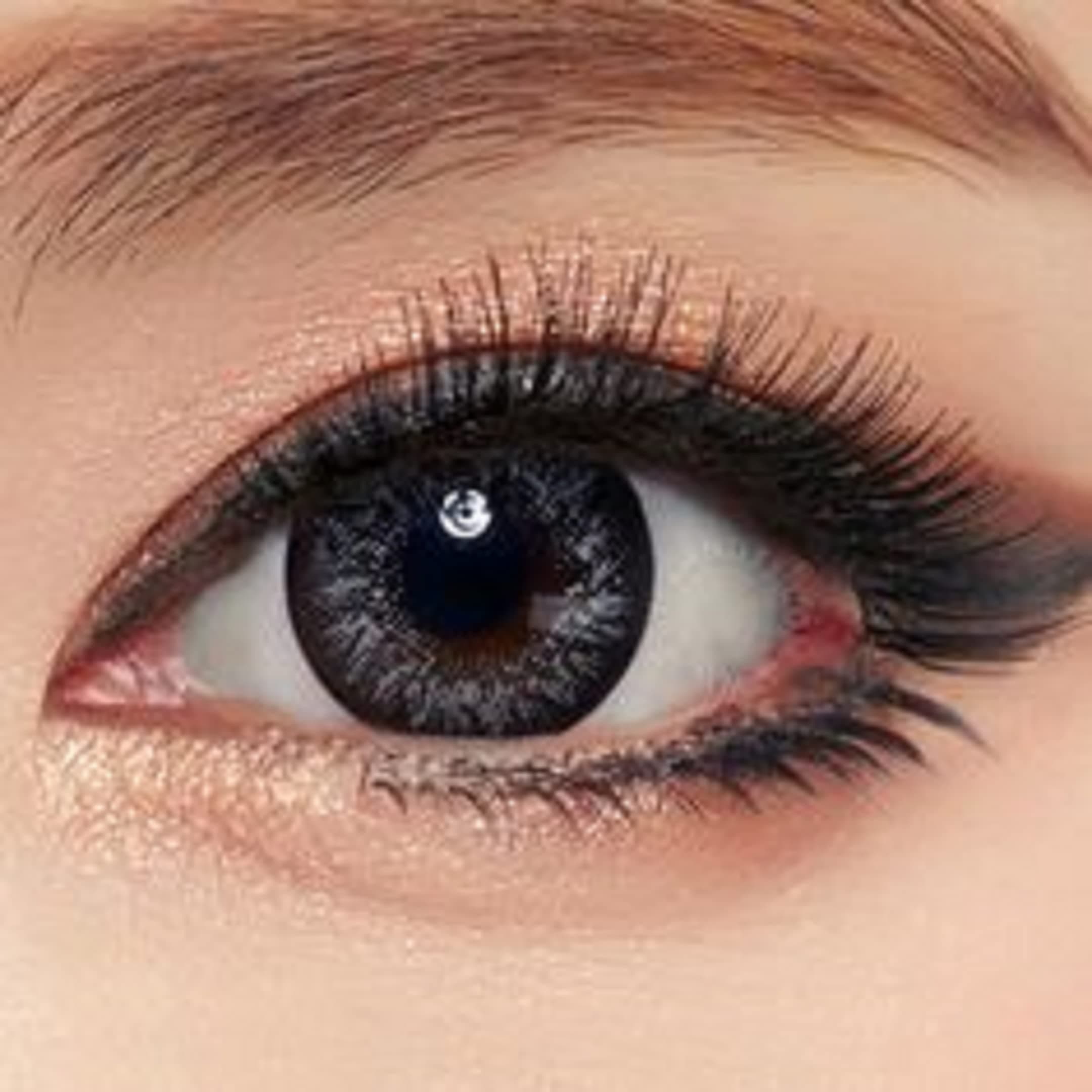 Monthly Disposable Cosmetic Black Colored Contact Lens With 30 ml. Solution & Lens Case (Mid Night Black)