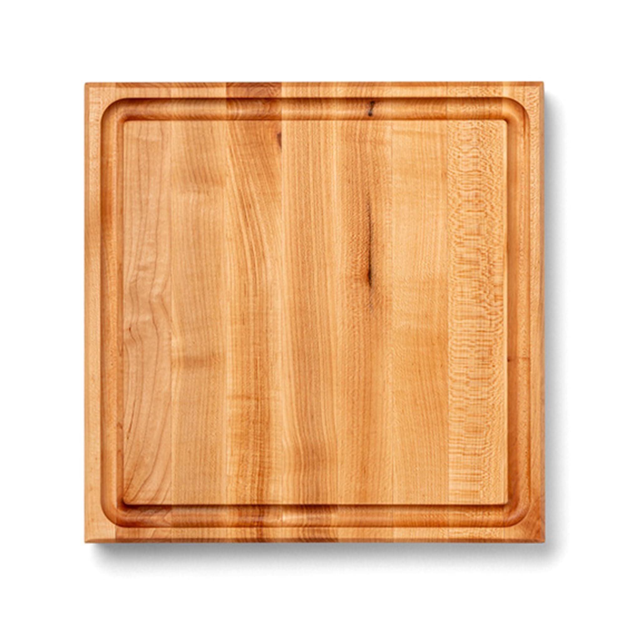CB Series Square Wooden Maple Cutting Board 15”x15” – 1.75” Thick, 12-lb Reversible Butcher Block with Juice Groove, Edge-Grain & Finger Grips – Made in the USA