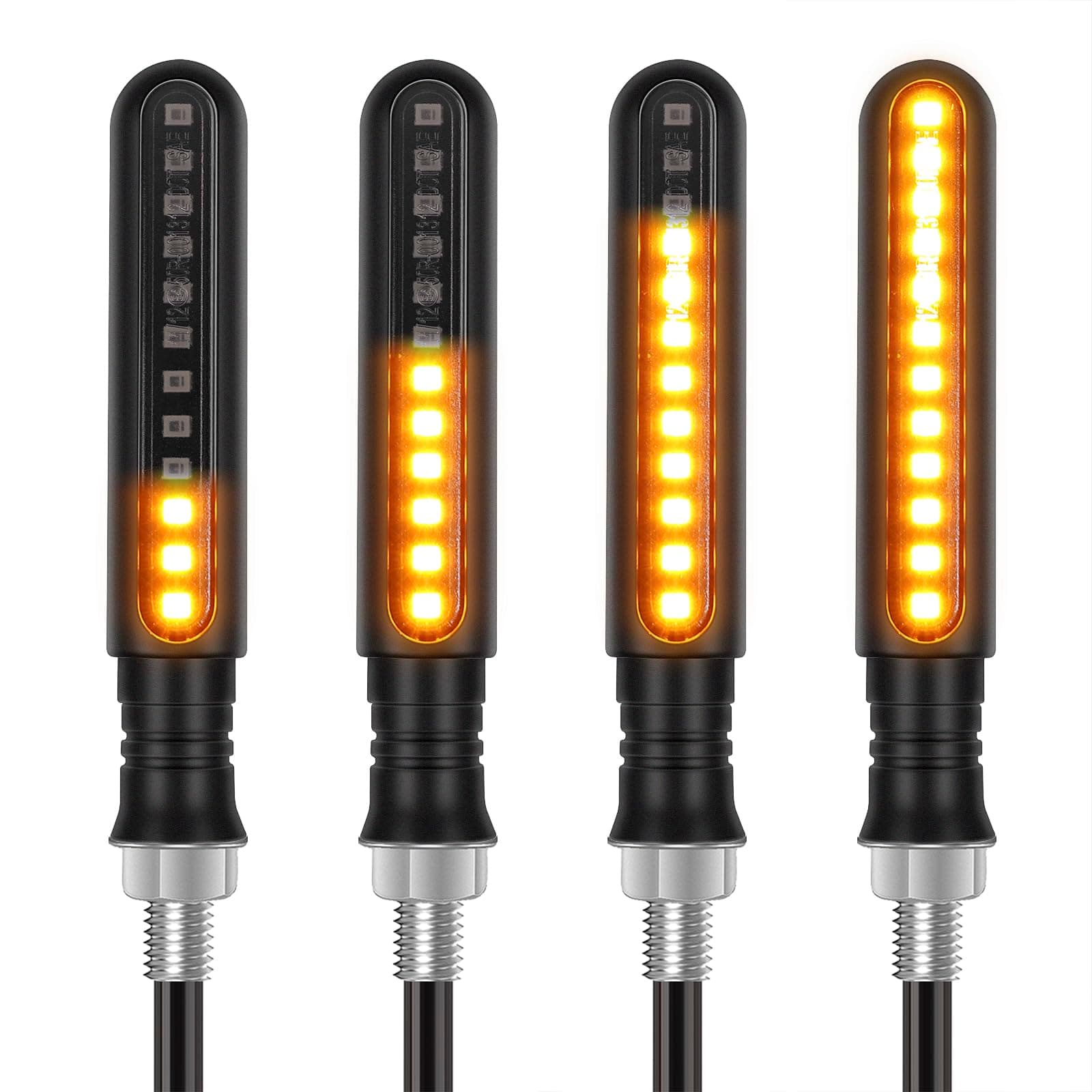 Kinstecks 4PCS Motorcycle Indicators Flowing Turn Signal Lights Motorbike Turning Indicators 12V for Motorcycle Motorbike LED Amber