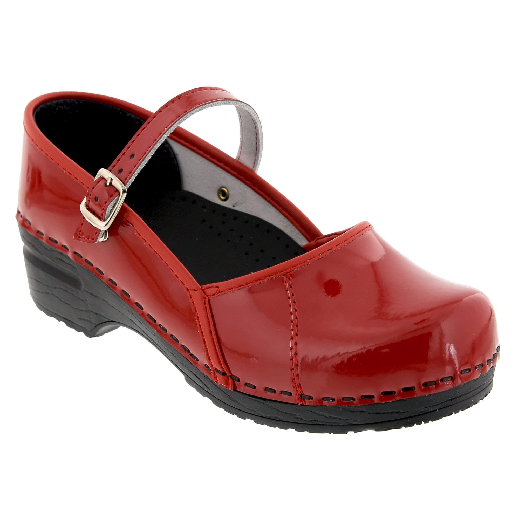 Bjork Marcella Mary Jane Red Patent Leather Clogs