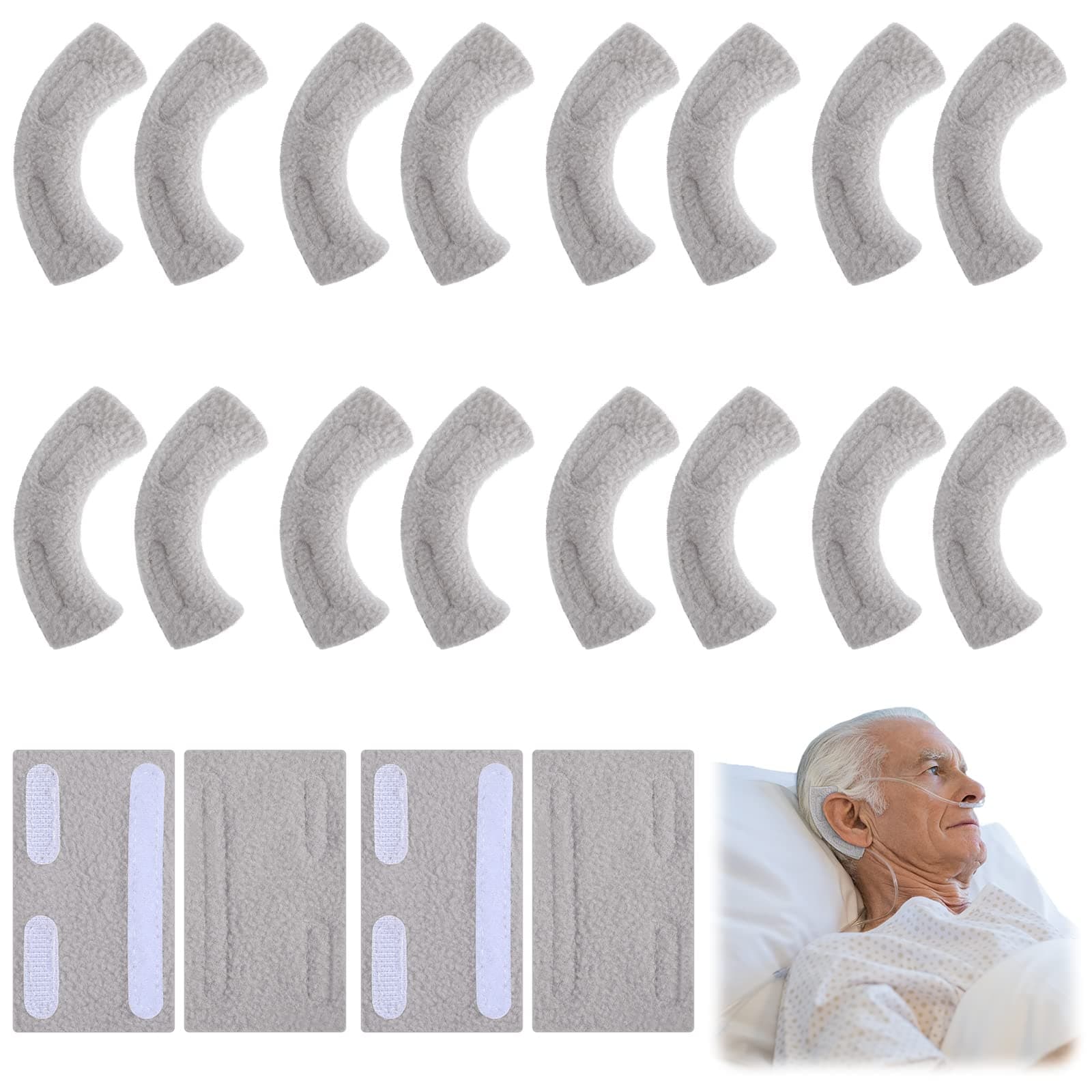 20 Pieces Nasal Cannula Ear Cushions Soft Oxygen Ear Pads Oxygen Tubing Cushion Comfort Cannula Wrap Oxygen Covers for Oxygen Users(Gray)