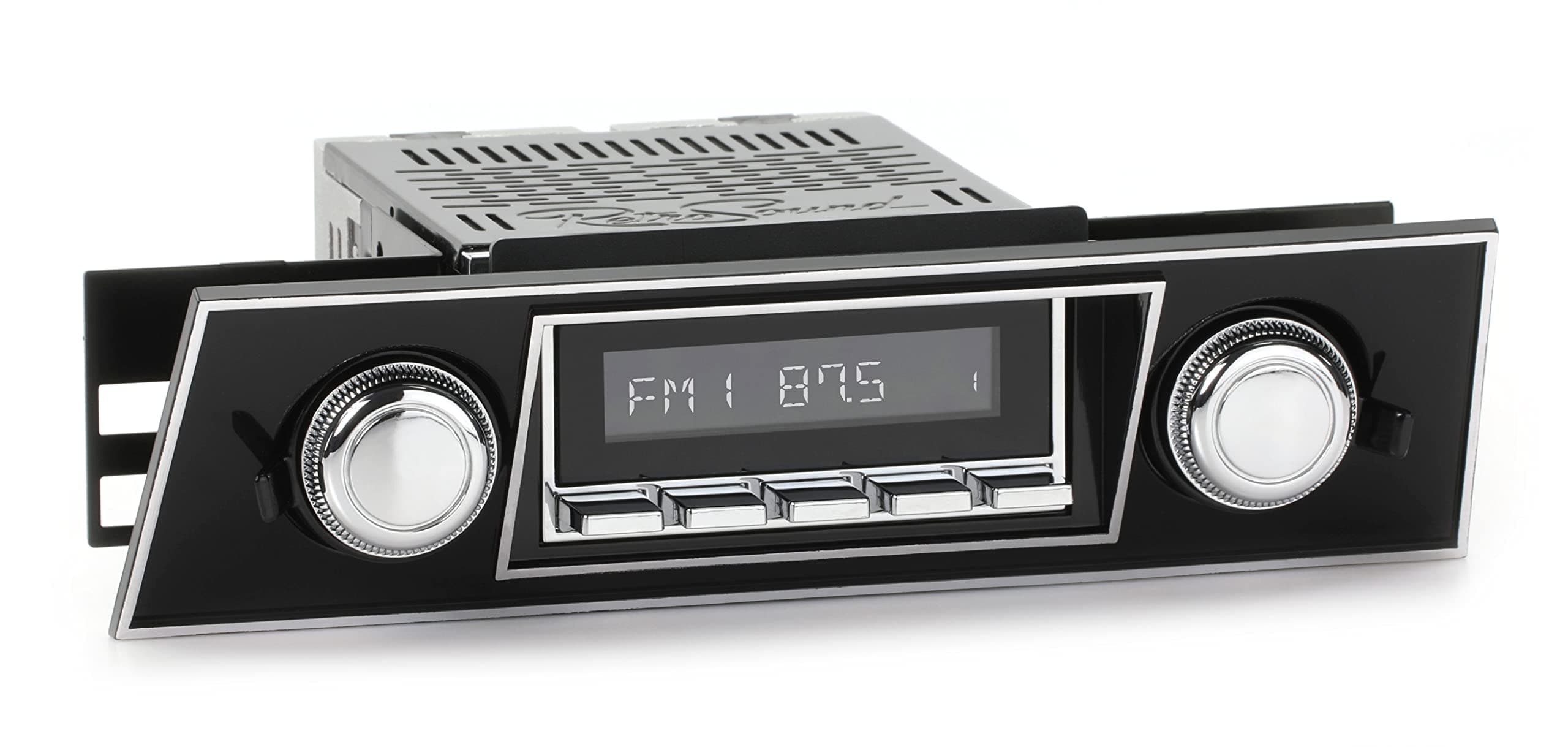 RetroSound HC-401-03-93 Hermosa Direct-Fit Radio for Classic Vehicles (Chrome Face and Buttons, Black Faceplate)