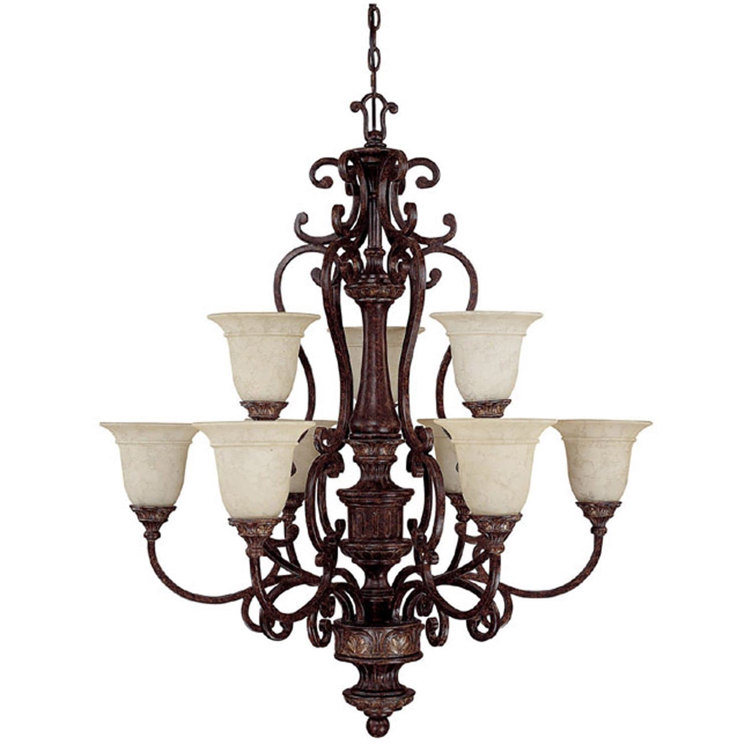 Capital Lighting 3639CB-283 Chandelier with Rust Scavo Glass Shades, Chesterfield Brown Finish