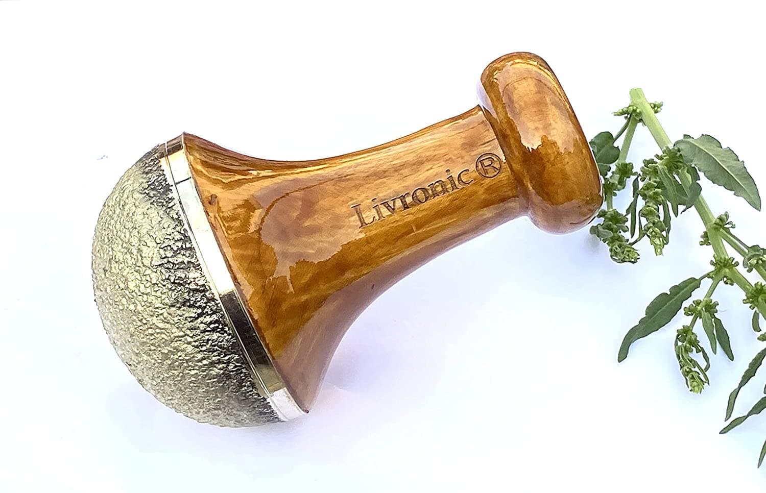 Livronic® Foot Massager Kansa Wand Massager With Teak Wood Handle For Detoxification And Deep Relaxation (HANDLE WITH VATKI)