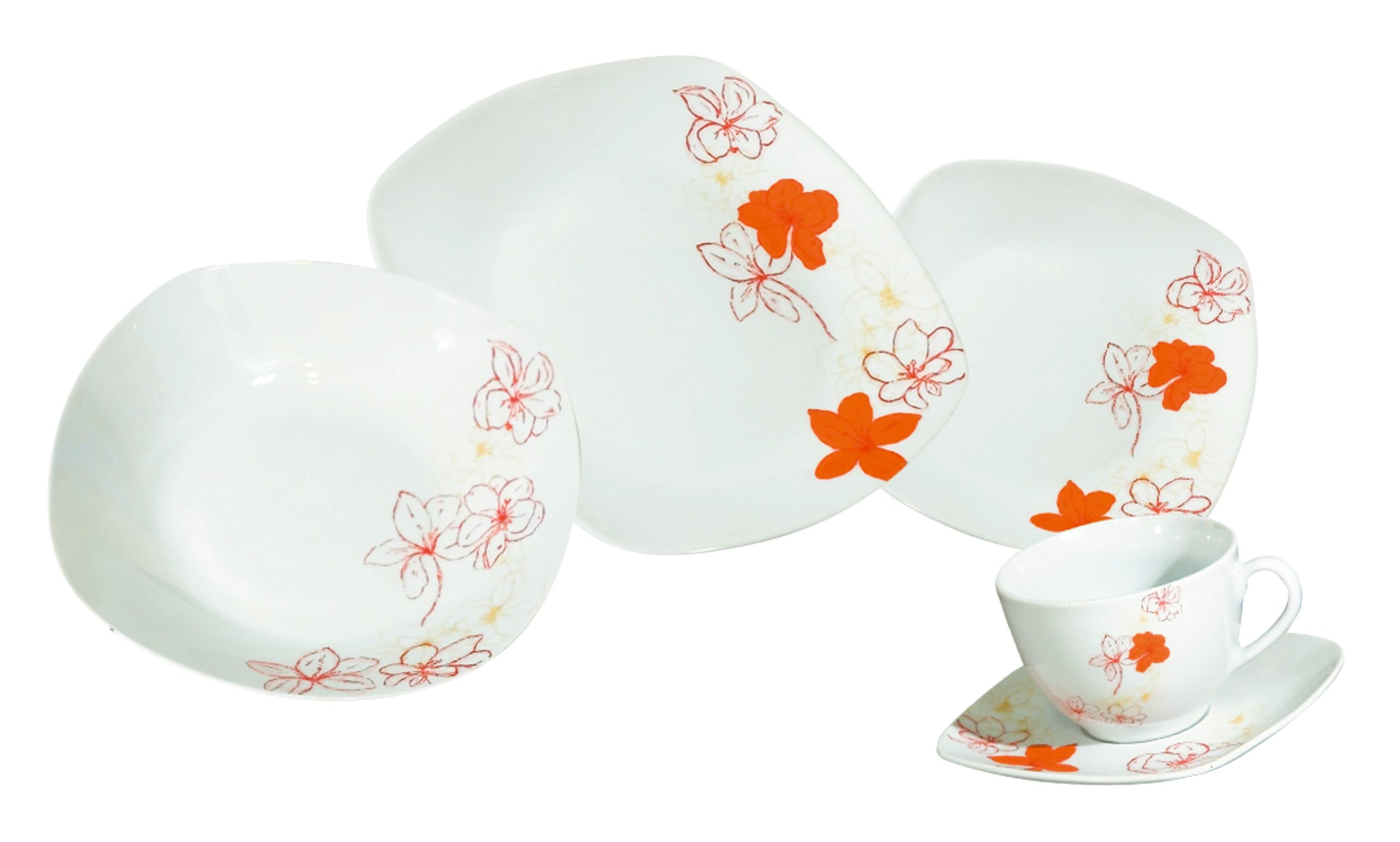 Arte Viva 30-Piece Tosca Porcelain Dinnerware Place Setting,Orange, Serving for 6