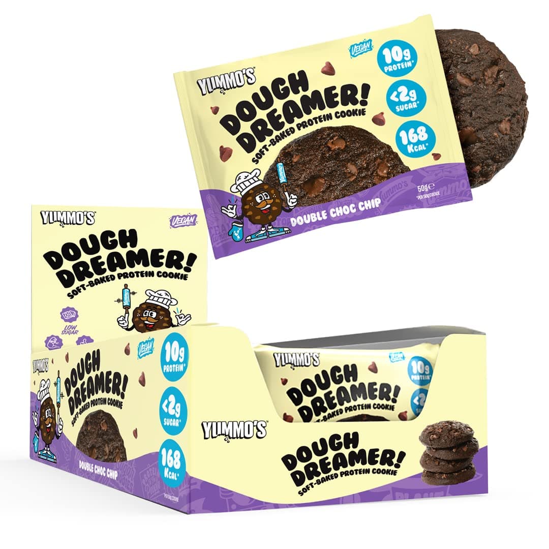 Yummo's - Vegan Protein Cookie, Double Choc Chip (12 pack) - Plant Based, High Protein, Low Sugar, Vegan Snack