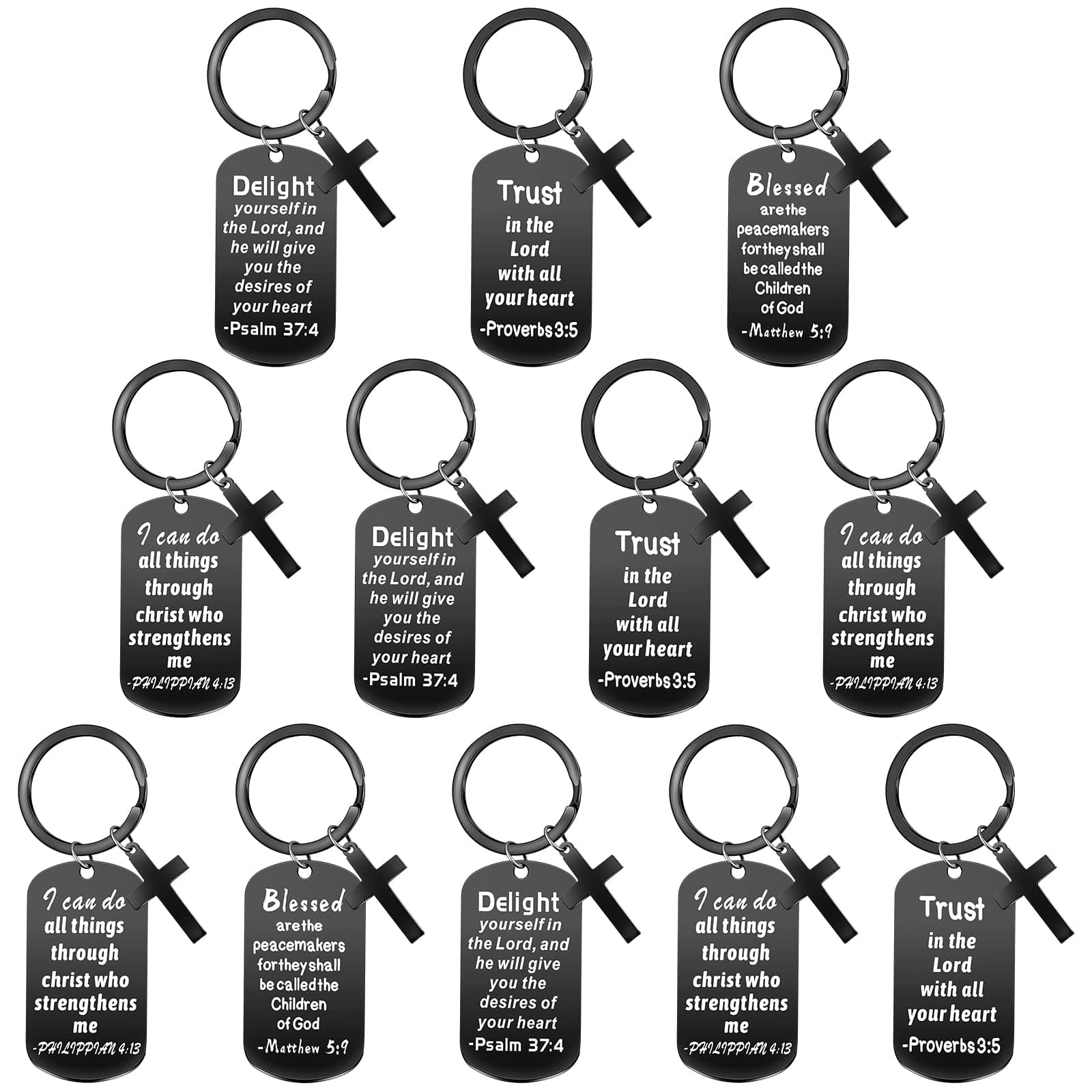 12 Pcs Christian Keychain Gifts Bible Verse Keychain Religious Cross Baptism Gift for Women Men Faith Inspirational Keychain